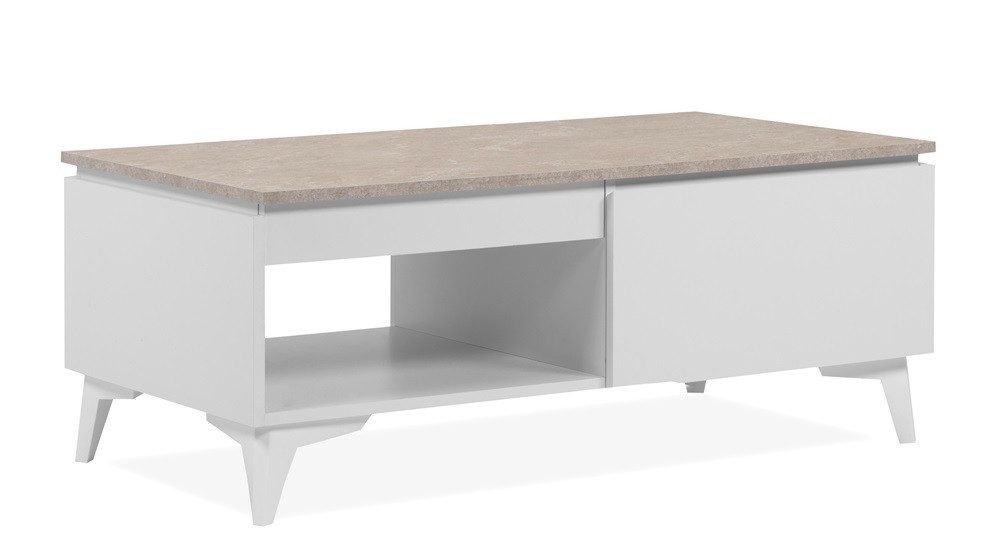 Finori Couchtisch Couchtisch Bertrix, Sandstein / Weiß (no-Set), Breite 100 cm,Tischplatte aus Sandstein