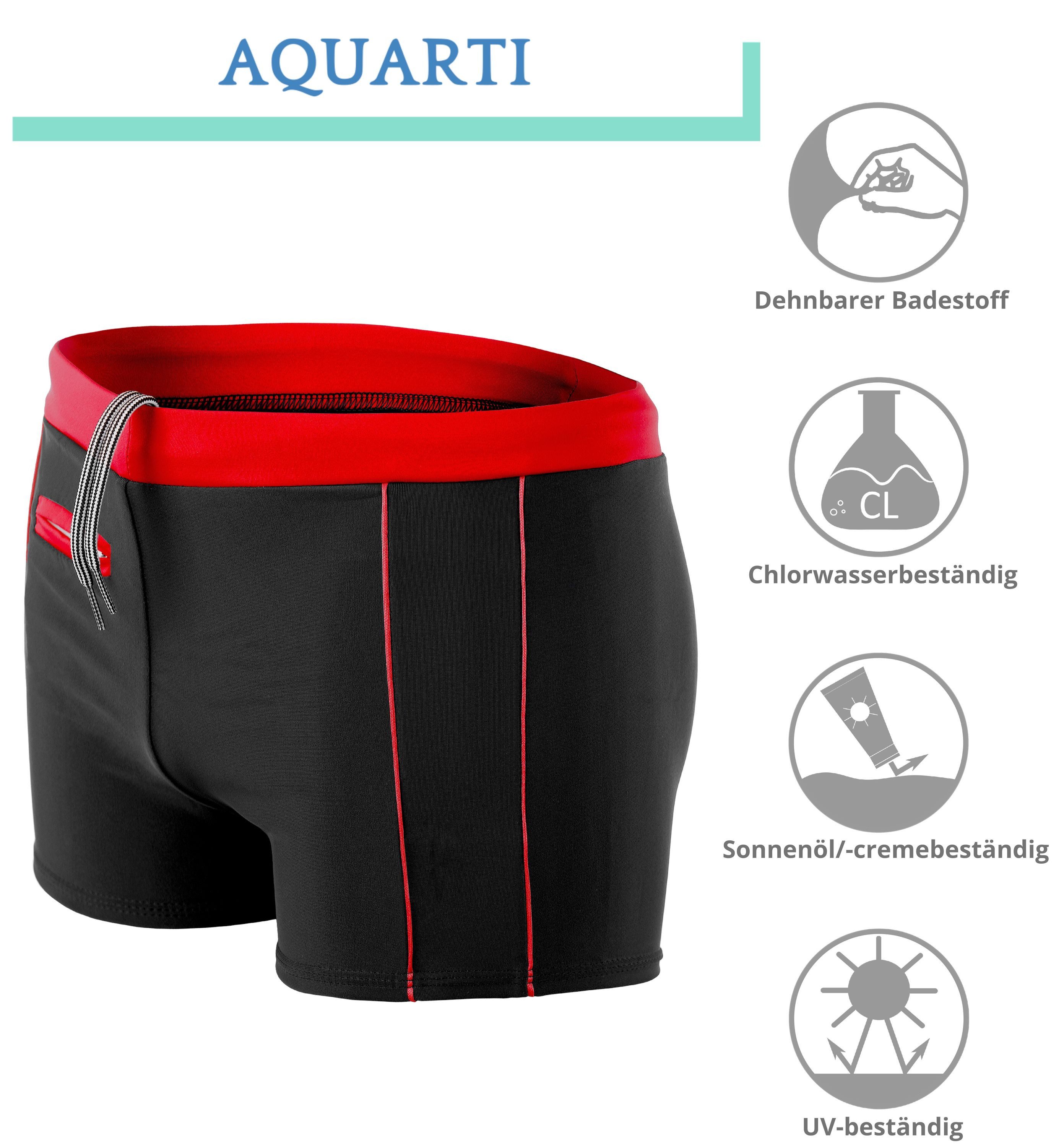 Aquarti Badehose Aquarti Herren Badehose Kurz mit Kontrastpaspel