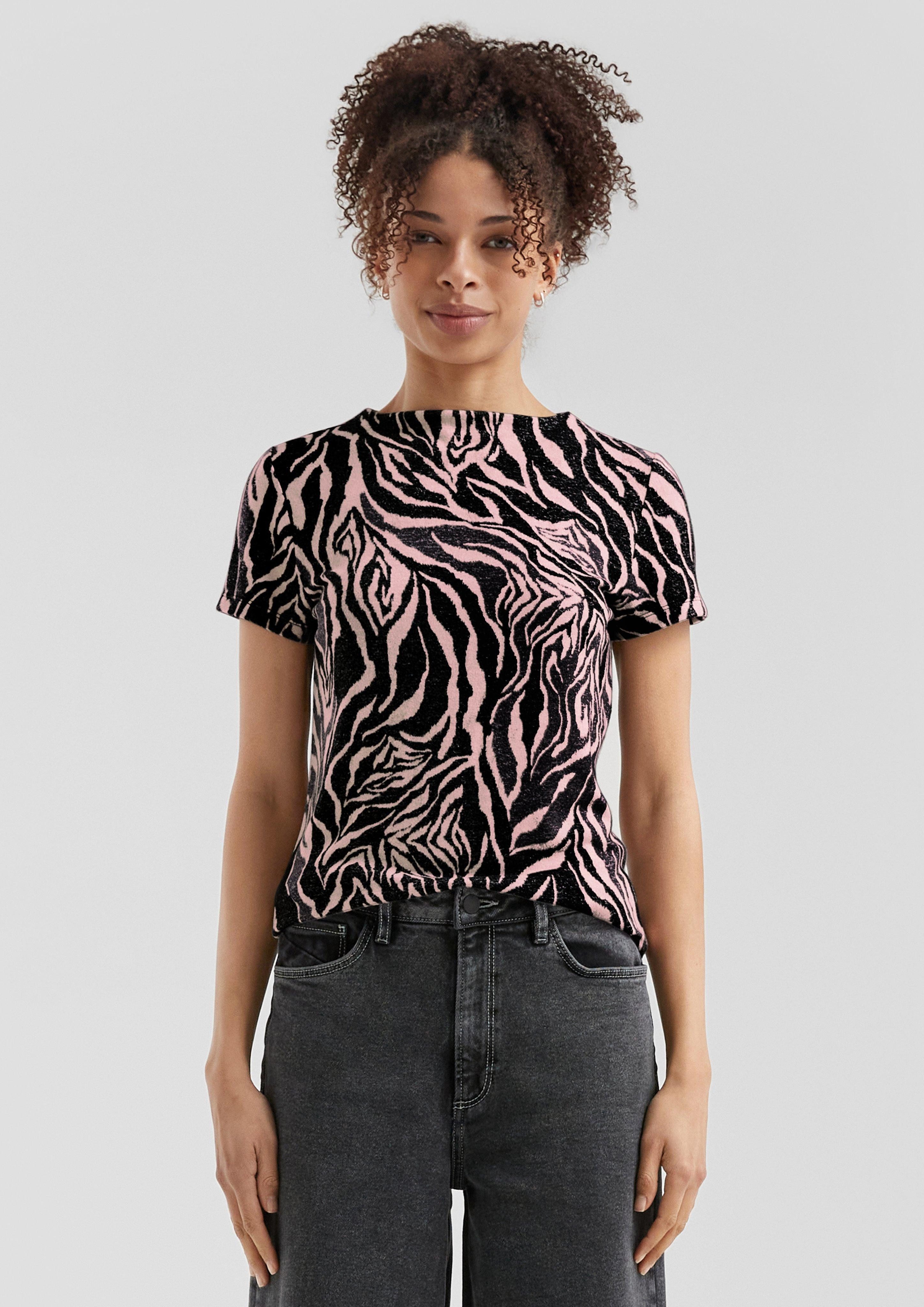 QS Kurzarmshirt Weiches T-Shirt mit Animal-Print günstig online kaufen