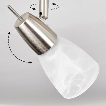 hofstein Deckenleuchte moderne Deckenlampe aus Metall/Glas in Nickel-matt/Milchglas, LED wechselbar, 3000 Kelvin, mit verstellbaren Schirmen aus Glas (7cm), 4 x GU10 inkl., 400 Lumen