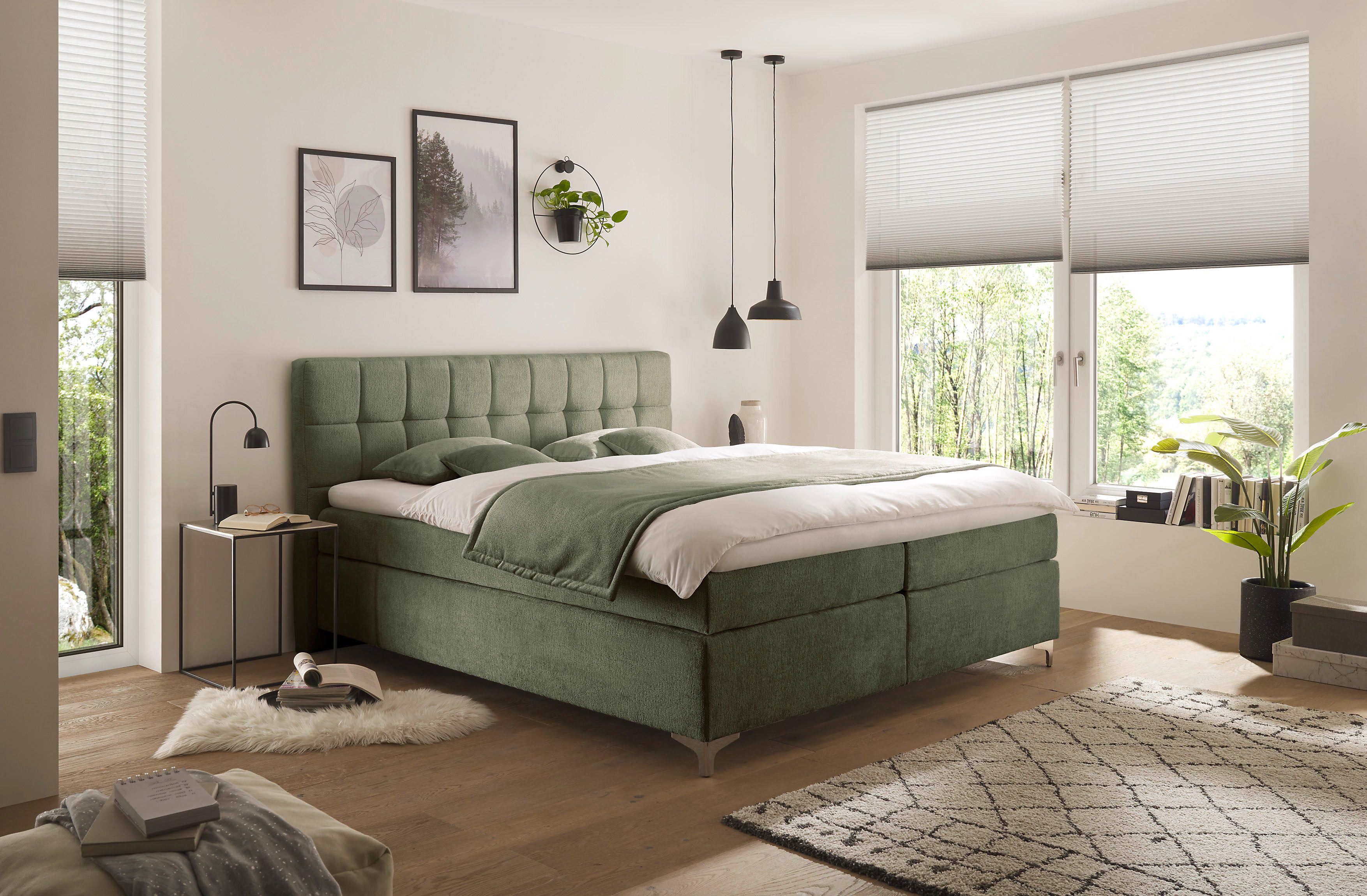hapo Boxspringbett Neyla erhältlich in den Breiten 100, 160, 180 & 200cm, in verschiedenen Matratzenqualitäten, Härtegraden und Farben verfügbar