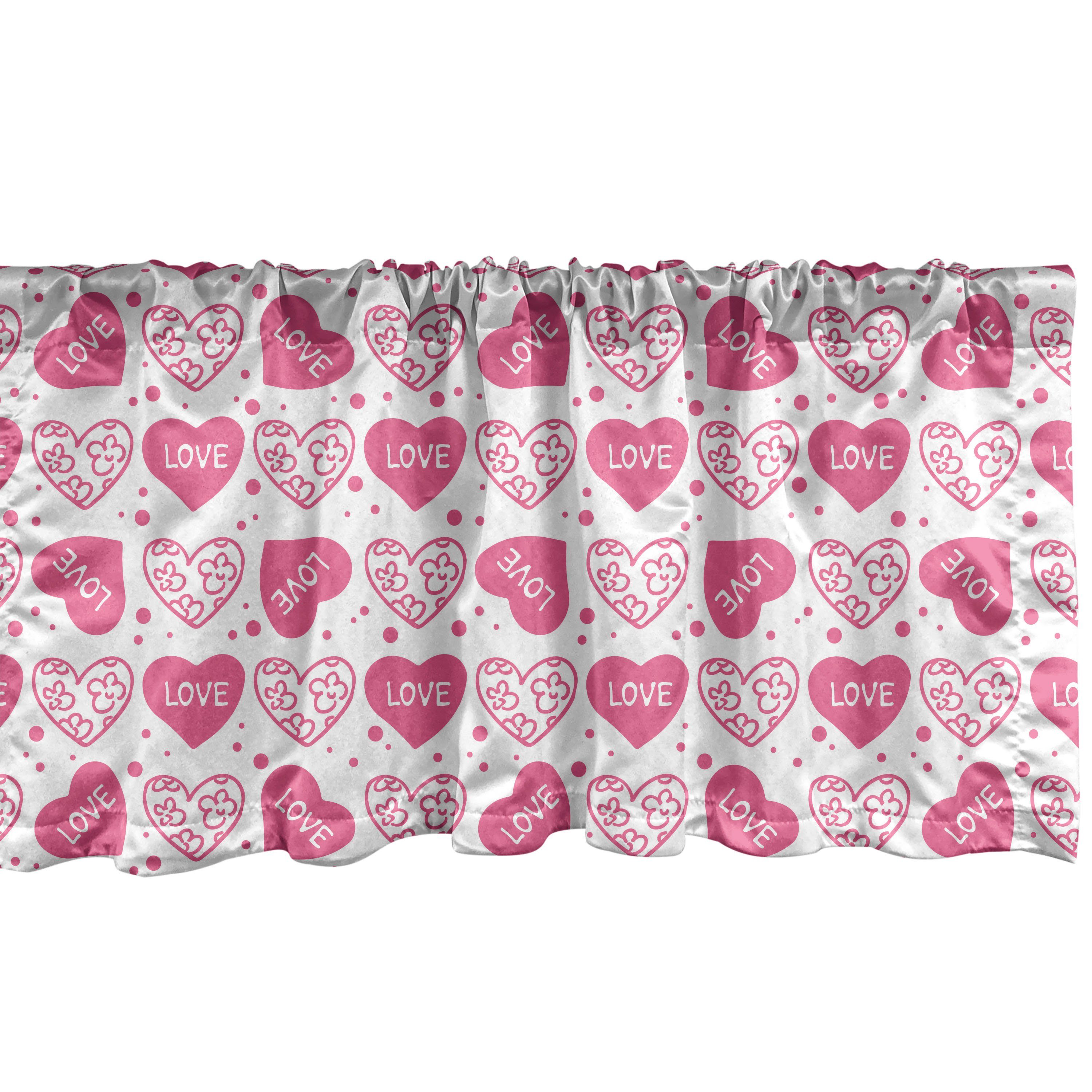 Scheibengardine Vorhang Volant für Küche Schlafzimmer Dekor mit Stangentasche, Abakuhaus, Microfaser, Vintage Valentine Floral Love Heart