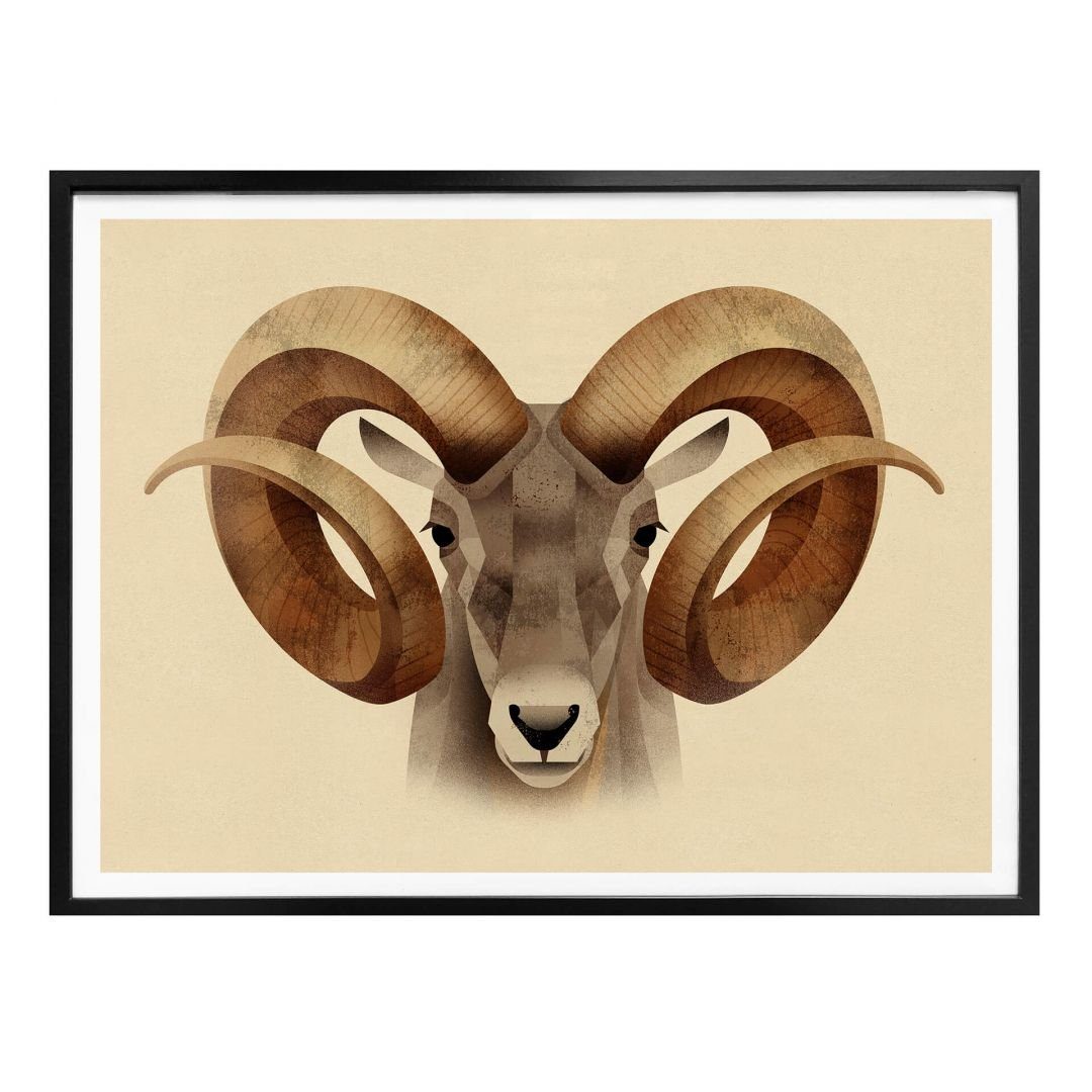 Poster Poster Braun Steinbock Widder Deko Sternzeichen Urial
