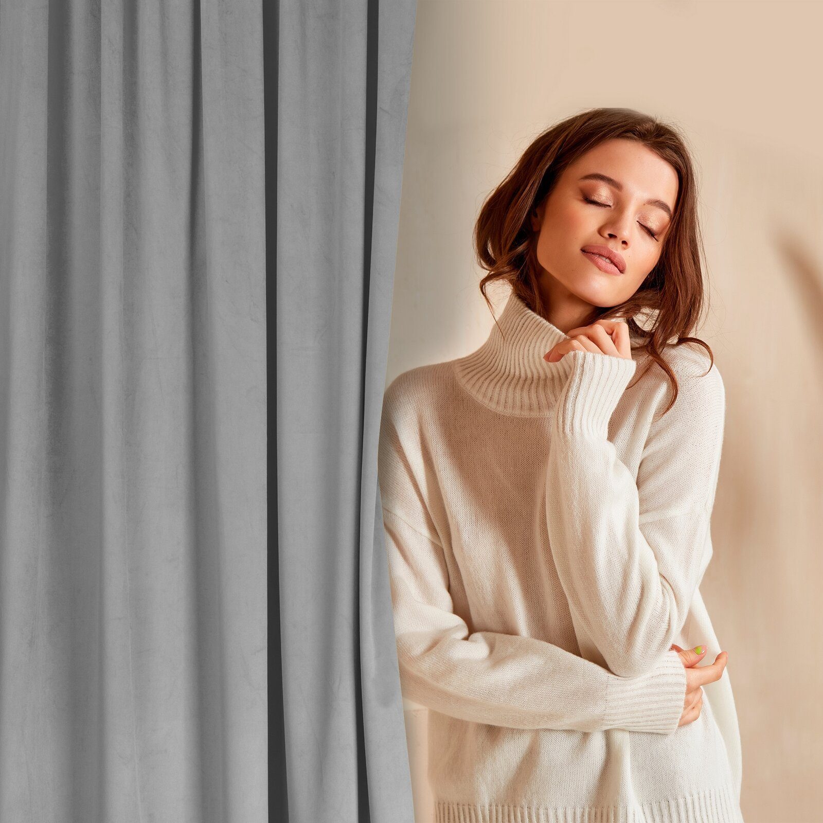 Design91 Vorhang Samtvorhänge Wohnzimmer Schlafzimmer Blickdicht Ösen Velou günstig online kaufen