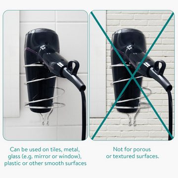 Navaris Haartrocknerhalter, (Haartrockner-Wandhalter mit Saugnapf - Halterung ohne Bohren oder Kleben - Fönhalter aus Edelstahl und Kunststoff)