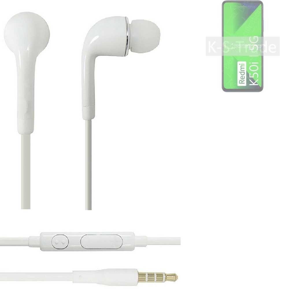 K-S-Trade für Xiaomi Redmi 3,5mm) weiß Mikrofon mit 5G Lautstärkeregler In-Ear-Kopfhörer u (Kopfhörer K50i Headset