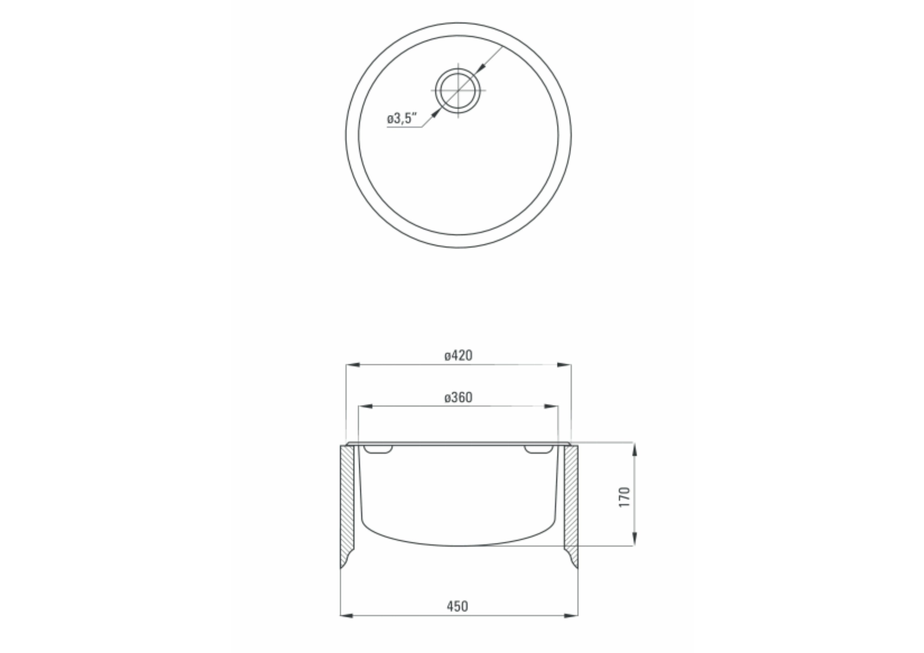 Faizee Möbel Edelstahlspüle Edelstahl Einbauküchenspüle Spülbecken verschiedene Modelle Siphon, Rund, 42/17 cm