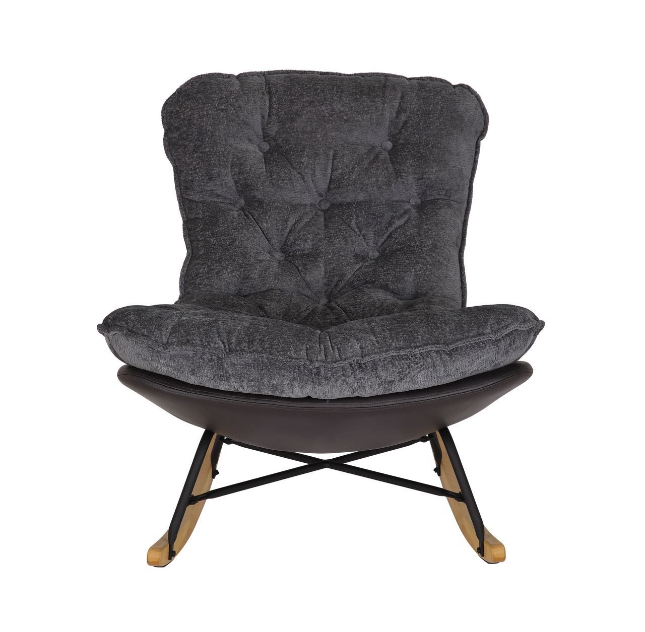 Better Home Relaxsessel Schaukelstuhl Relaxsessel mit Buchenholzsockel, grau & schwarz