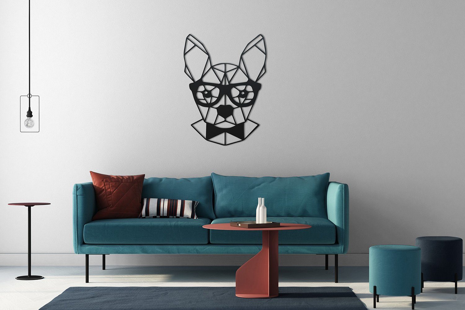 tuning-art Wanddekoobjekt WB06-BLK Wanddekoration Deko Wandkunst Schwarz Metallschild Crazy Dog