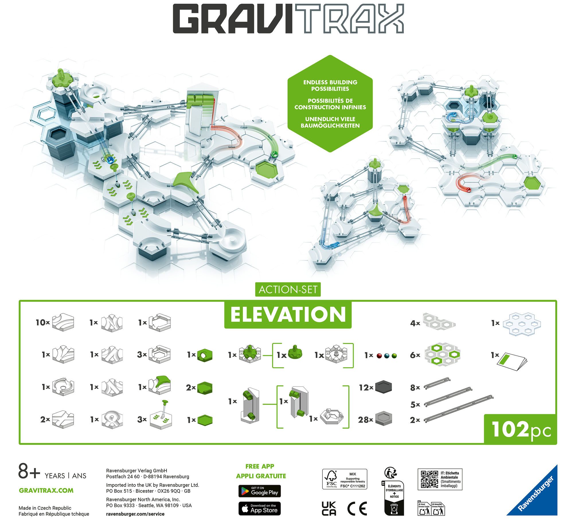 Ravensburger Kugelbahn-Bausatz GraviTrax Action-Set Elevation, Made in Europe