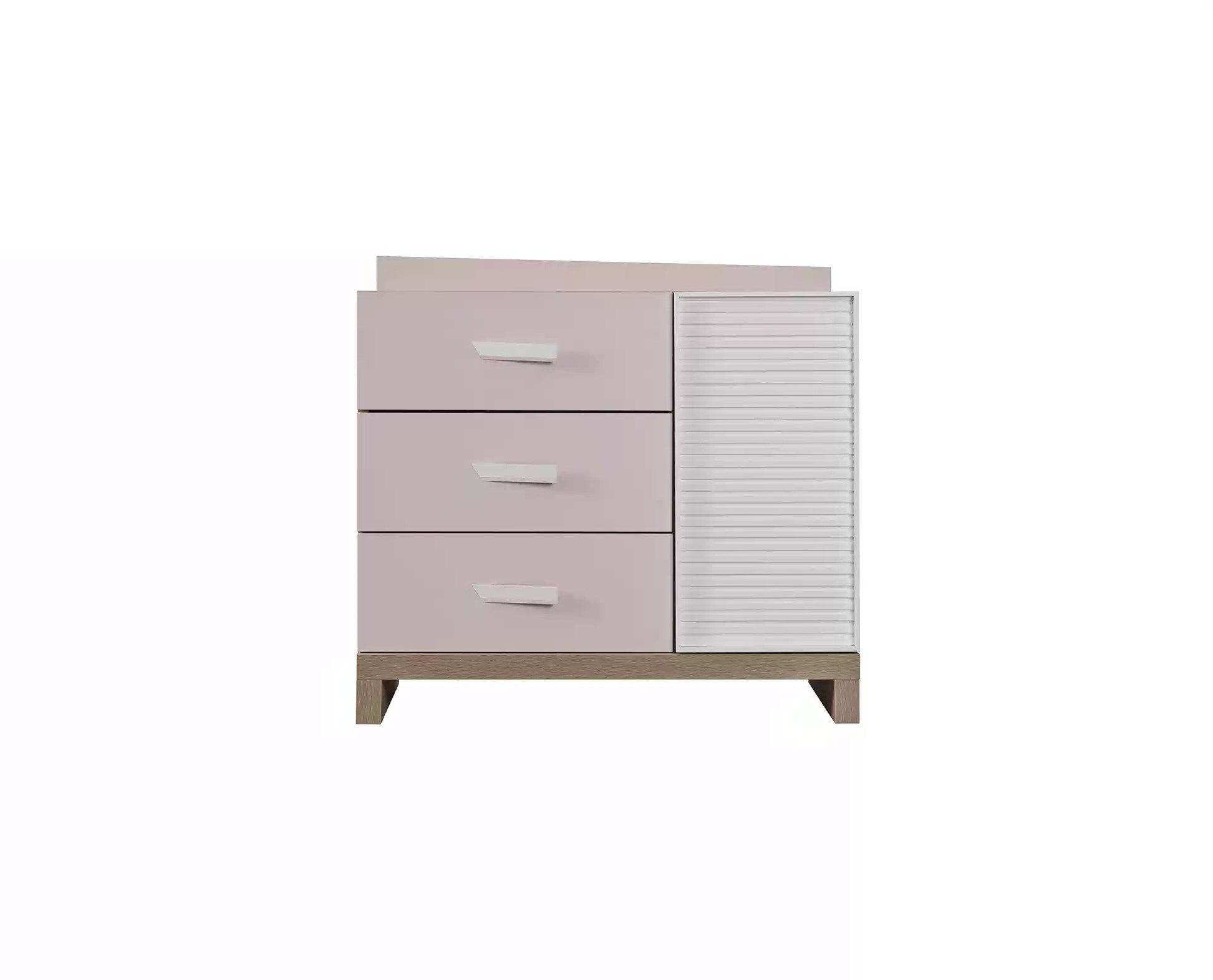 Xlmoebel Kommode Rosa Holzkommode mit geräumigen Schubladen und offenem Regal (Kommode, 1 St., Kommode), Hergestellt in Europa