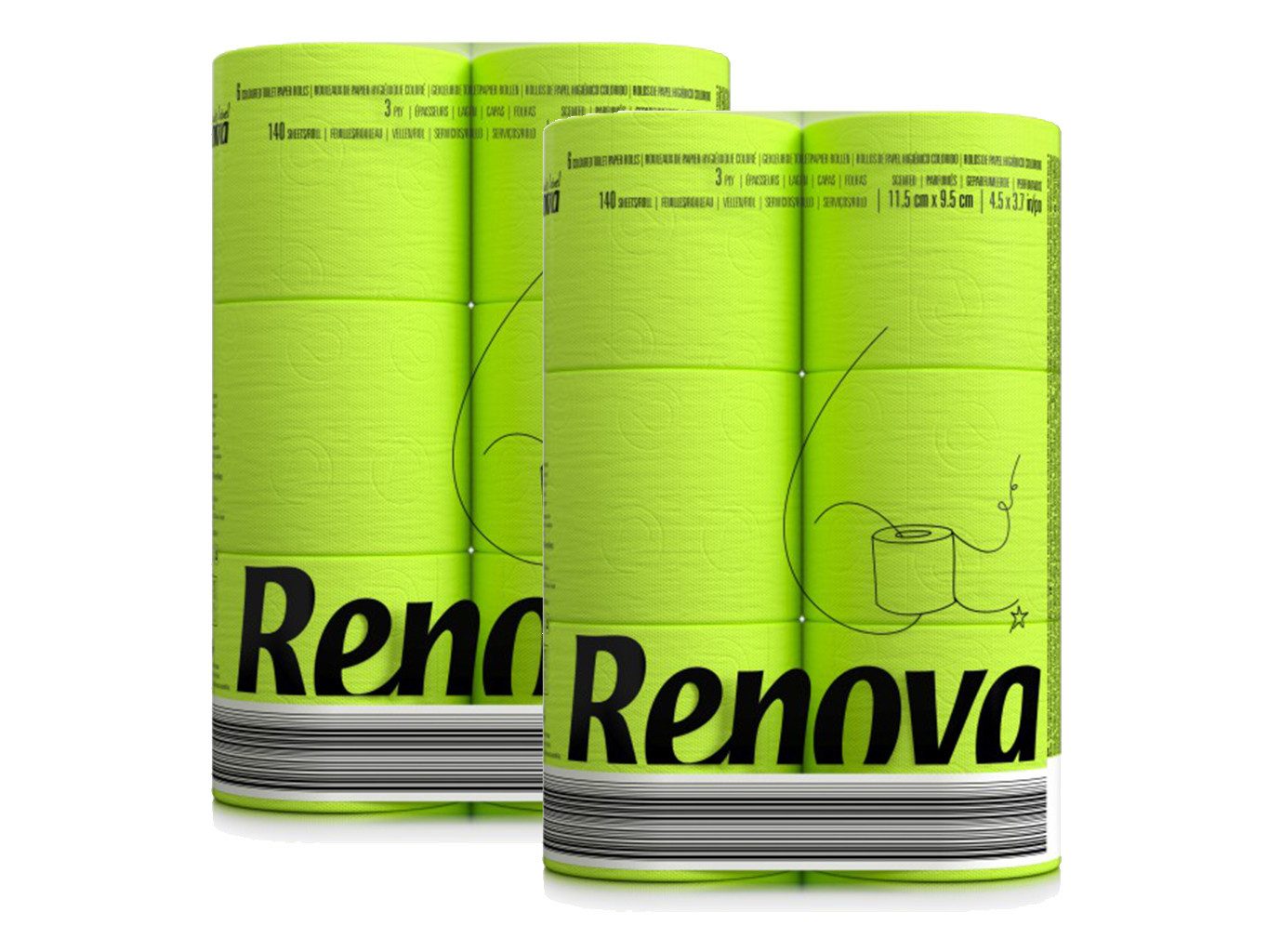 Renova Toilettenpapier Black Label (Packung 12-St), 3-lagig, parfümiert