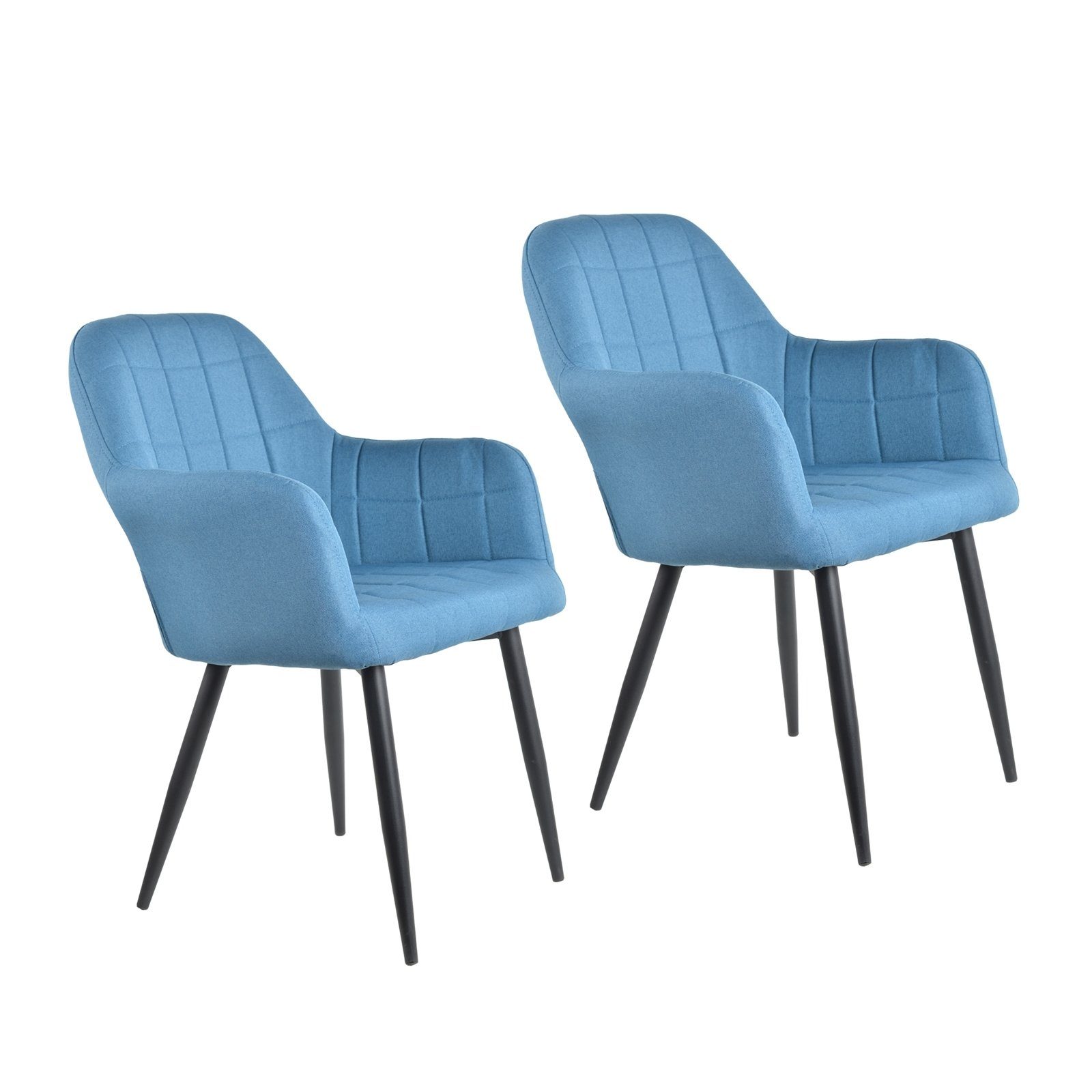 Großer Rabatt auf neue Produkte HTI-Living Esszimmerstuhl Stuhl Blau 2er-Set Albany Armlehnenstuhl Polsterstuhl Esszimmerstuhl Webstoff (Set, St), 2