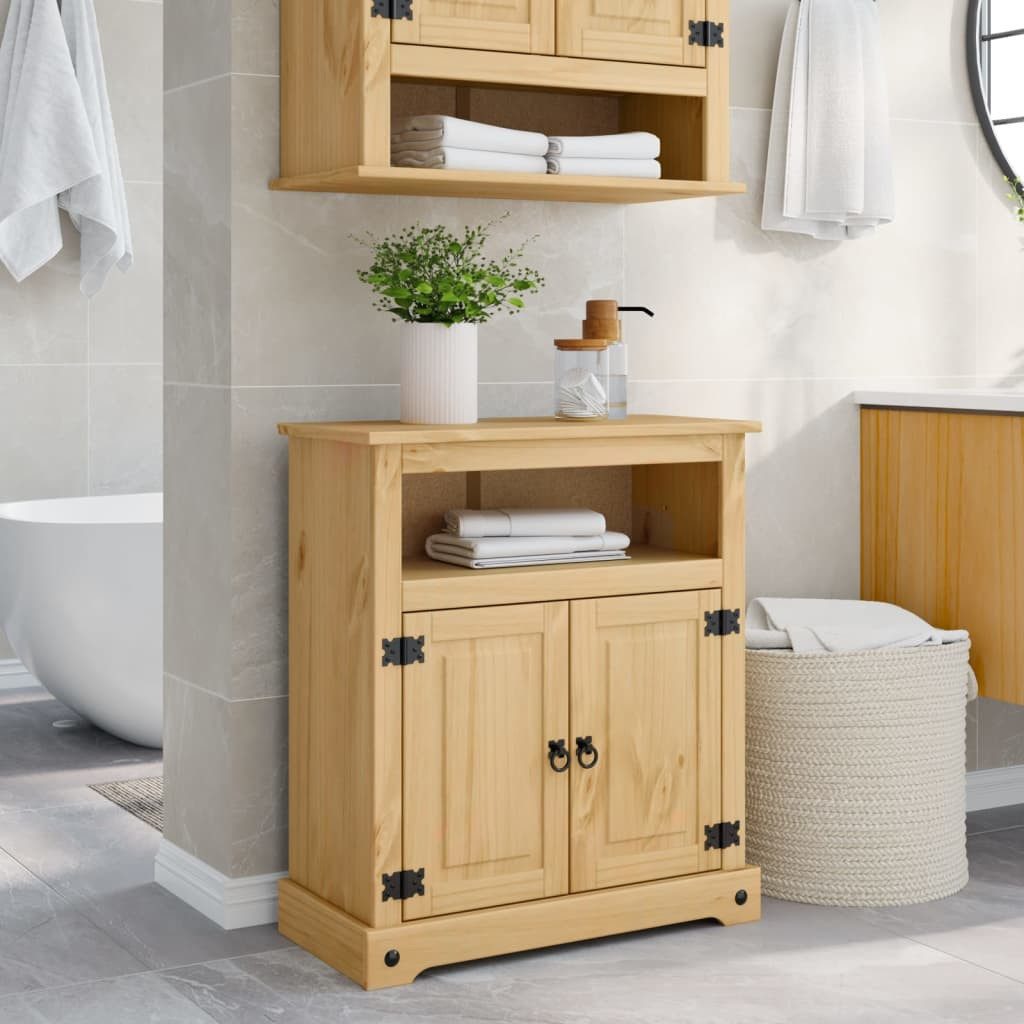 vidaXL Badezimmer-Set Badschrank Corona 70x33x80 cm Massivholz Kiefer