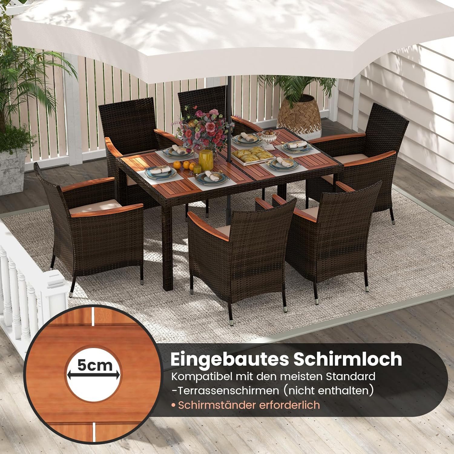 KOMFOTTEU Balkonset Polyrattan, (Set, 7-tlg), platzsparendes günstig online kaufen
