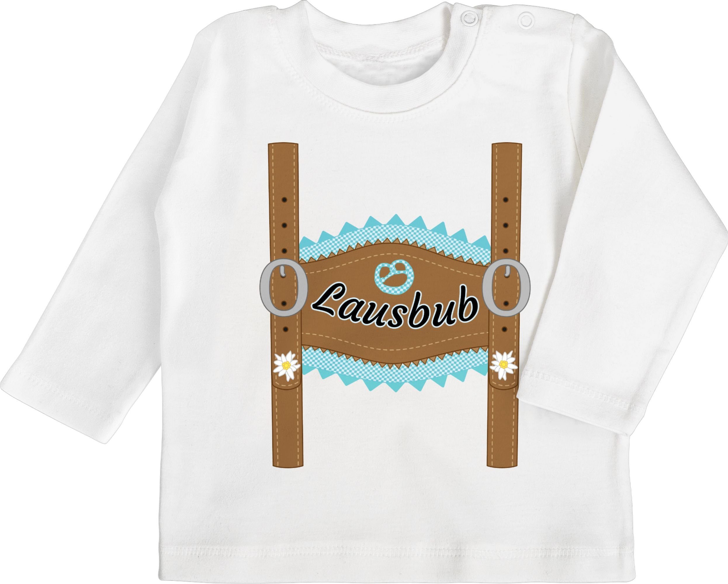 Shirtracer T-Shirt Lausbub Lederhose Mode für Oktoberfest Baby Outfit 2 Weiß