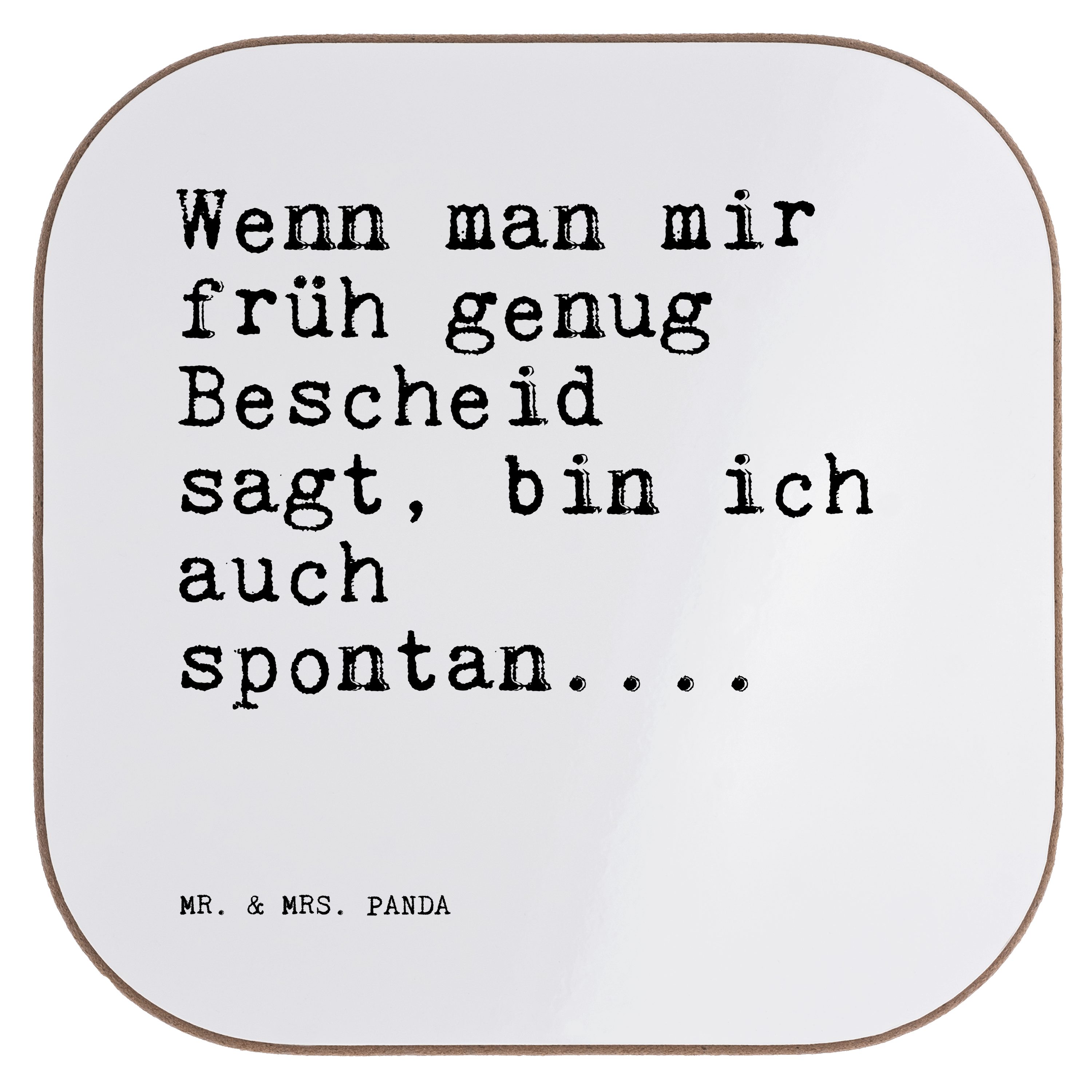 Mr. & 1-tlg. Geschenk, Mrs. Getränkeuntersetzer Weiß Panda Sprüche, Spontan, - Zitate, man mir Bie, - Wenn früh