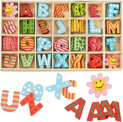 SOTOR Steckpuzzle 108 Stück Bunt Holzbuchstaben Blumen Holzbuchstaben Großbuchstaben, 108 Puzzleteile, Kid Holzspielzeug Lernspielzeug Buchstaben Puzzle Brett
