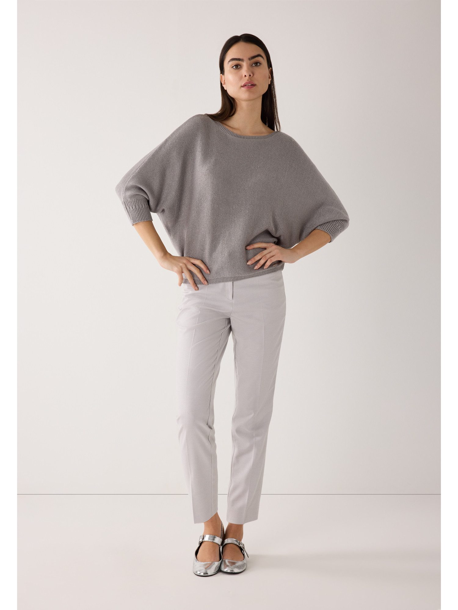 MORE&MORE Rundhalspullover Fledermauspullover mit Glanzeffekt günstig online kaufen