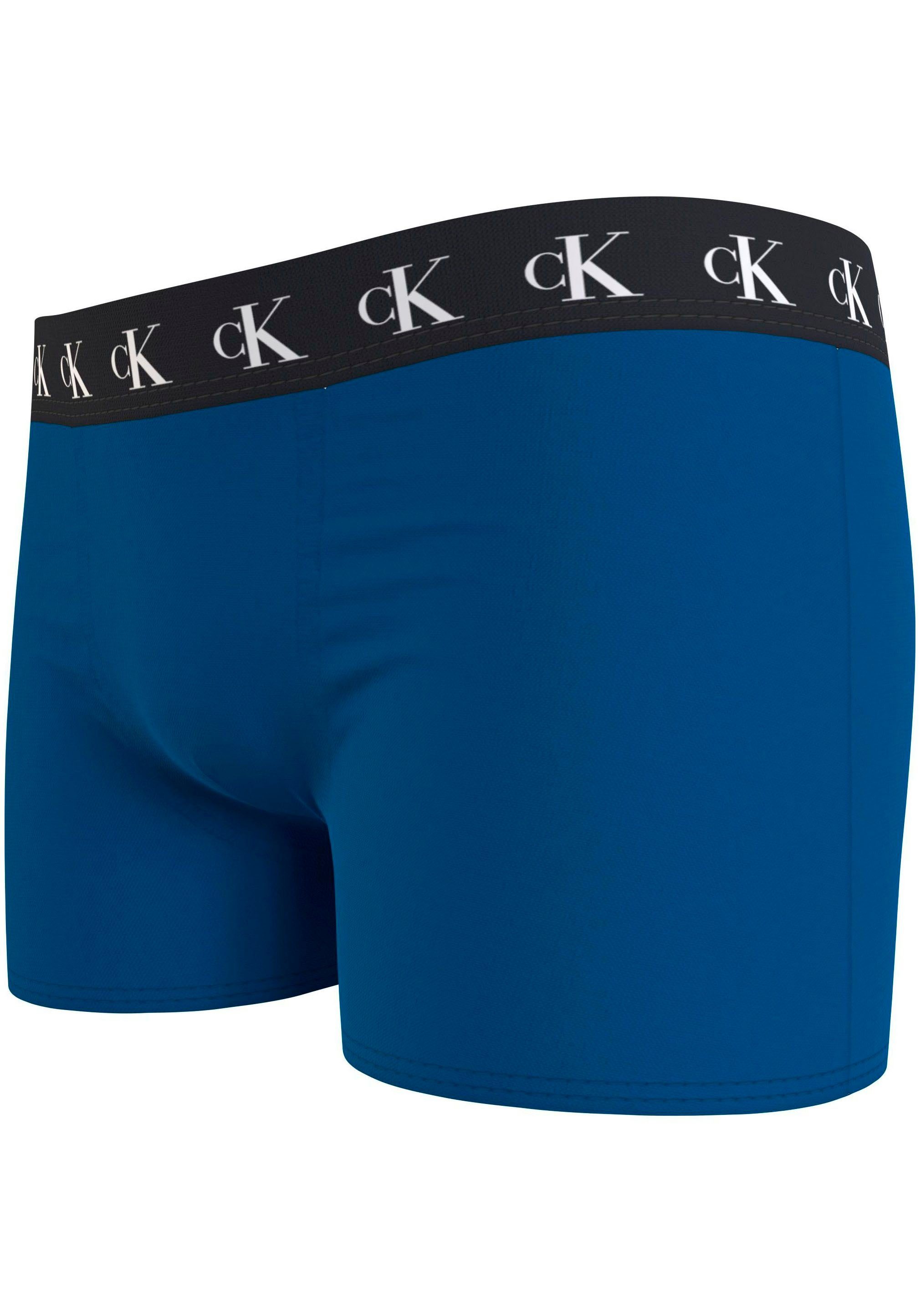 Warpedprint/Vibrantorange/Tarpsblue Calvin (Packung, Slip 3er-Pack) TRUNK Klein Klein Underwear 3PK Markenlabel Calvin am mit Bund