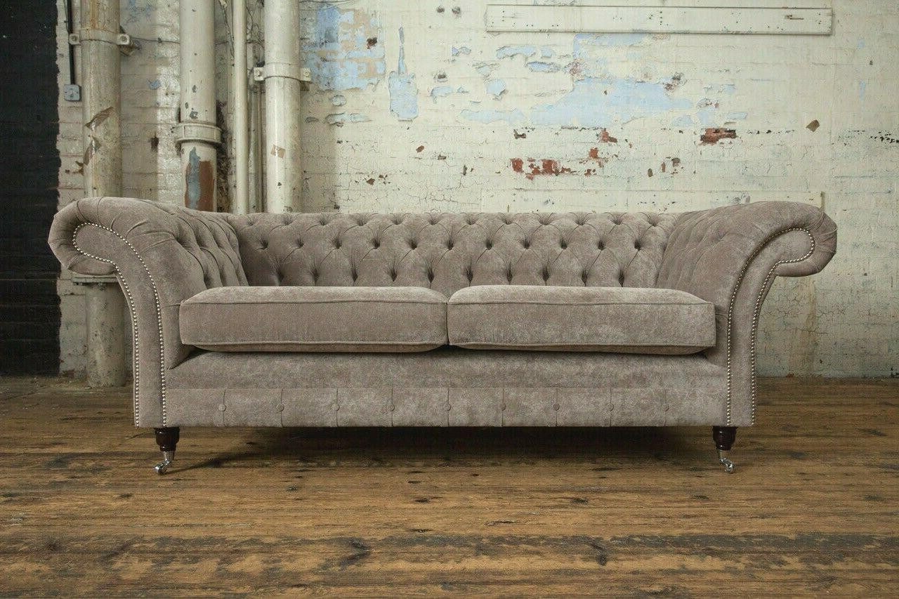 Xlmoebel Chesterfield-Sofa Neues Chesterfield-Sofa mit Polsterung aus Webstoff-Mikrofaser -, 1 Teile, Hergestellt in Europa