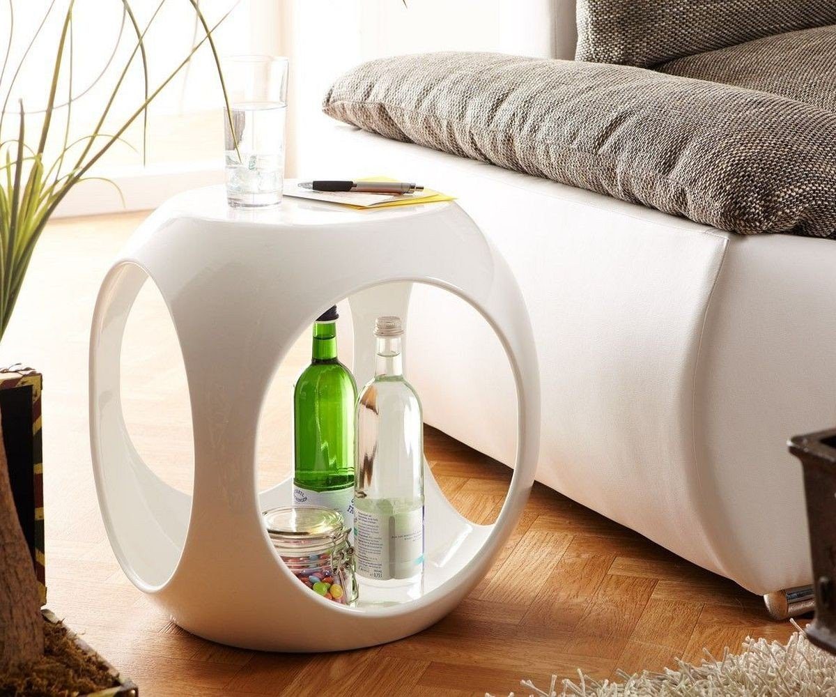 Delife telefontisch hollow weiss hochglanz 40x40 cm beistelltisch ... Beistelltisch oval