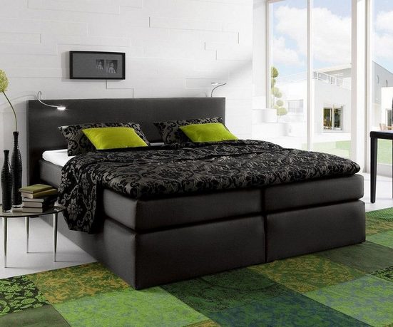DELIFE Boxspringbett Alan Schwarz 180x200 cm Federkern ...