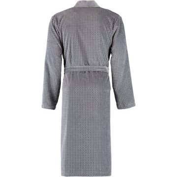 Cawö Herrenbademantel, Langform, Baumwolle, Kimono-Kragen, Gürtel, Walkvelours-Qualität
