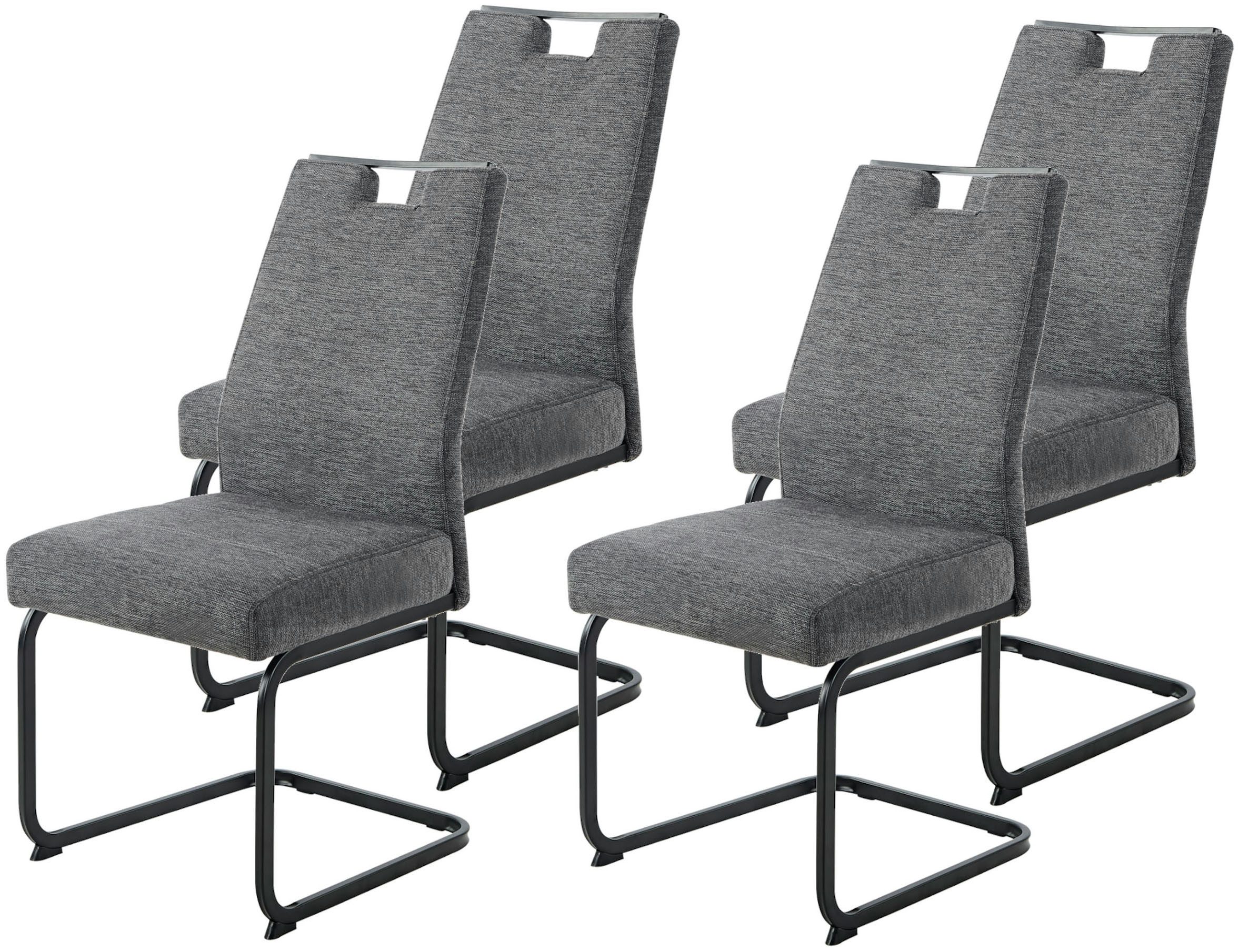HELA Freischwinger KERTIN (Set, 4 St), XL Sitzbreite, Griff, Federkorb, 140kg belastbar