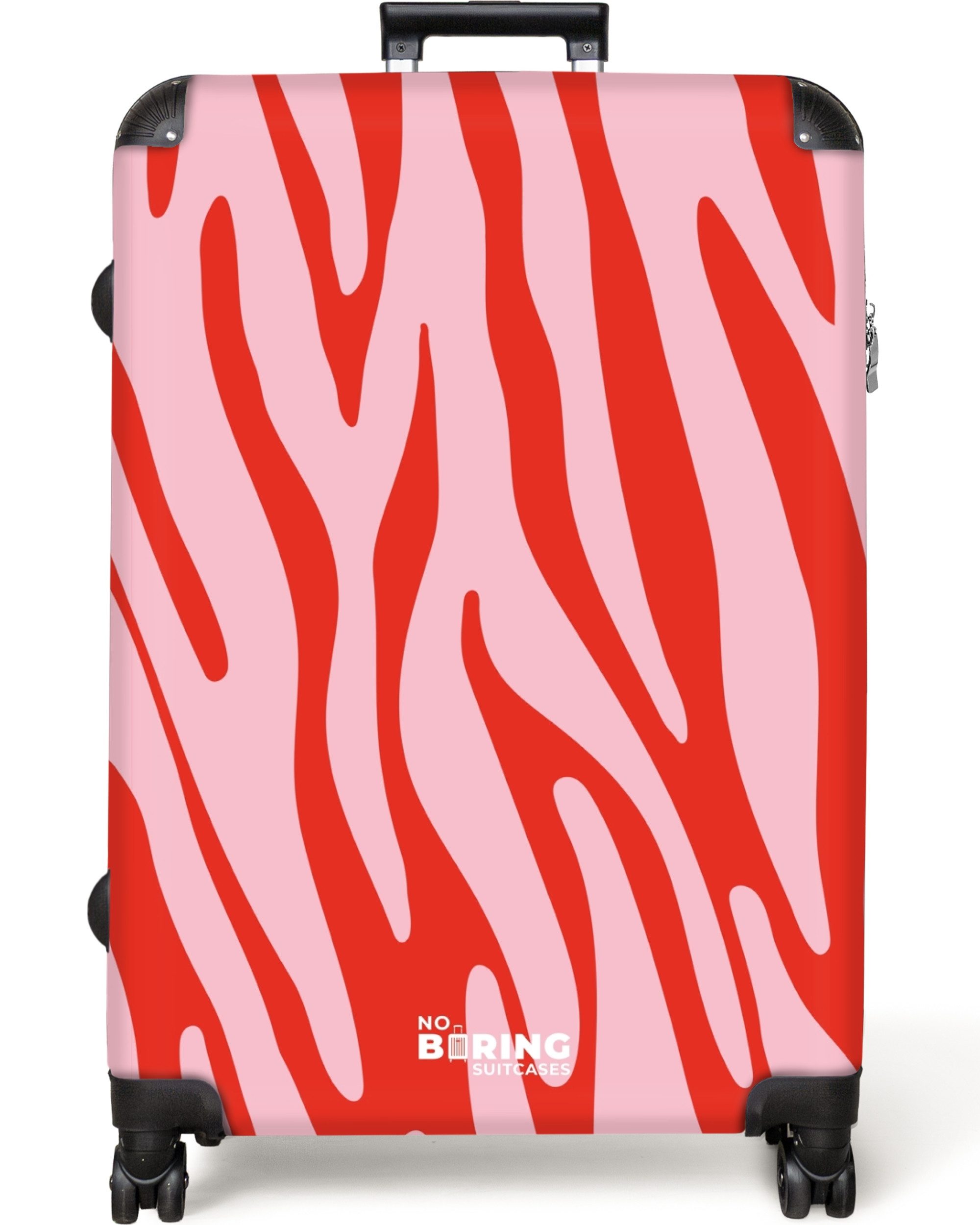 NoBoringSuitcases.com© Hartschalen-Trolley Rot mit rosa Zebramuster günstig online kaufen