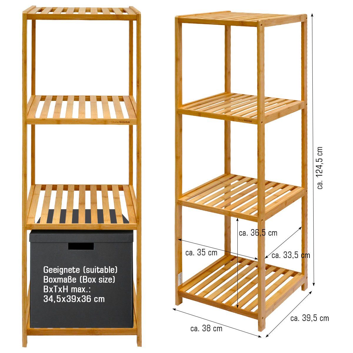 DuneDesign Regal Badregal 38x39,5x124,5cm Bambus Holz günstig online kaufen
