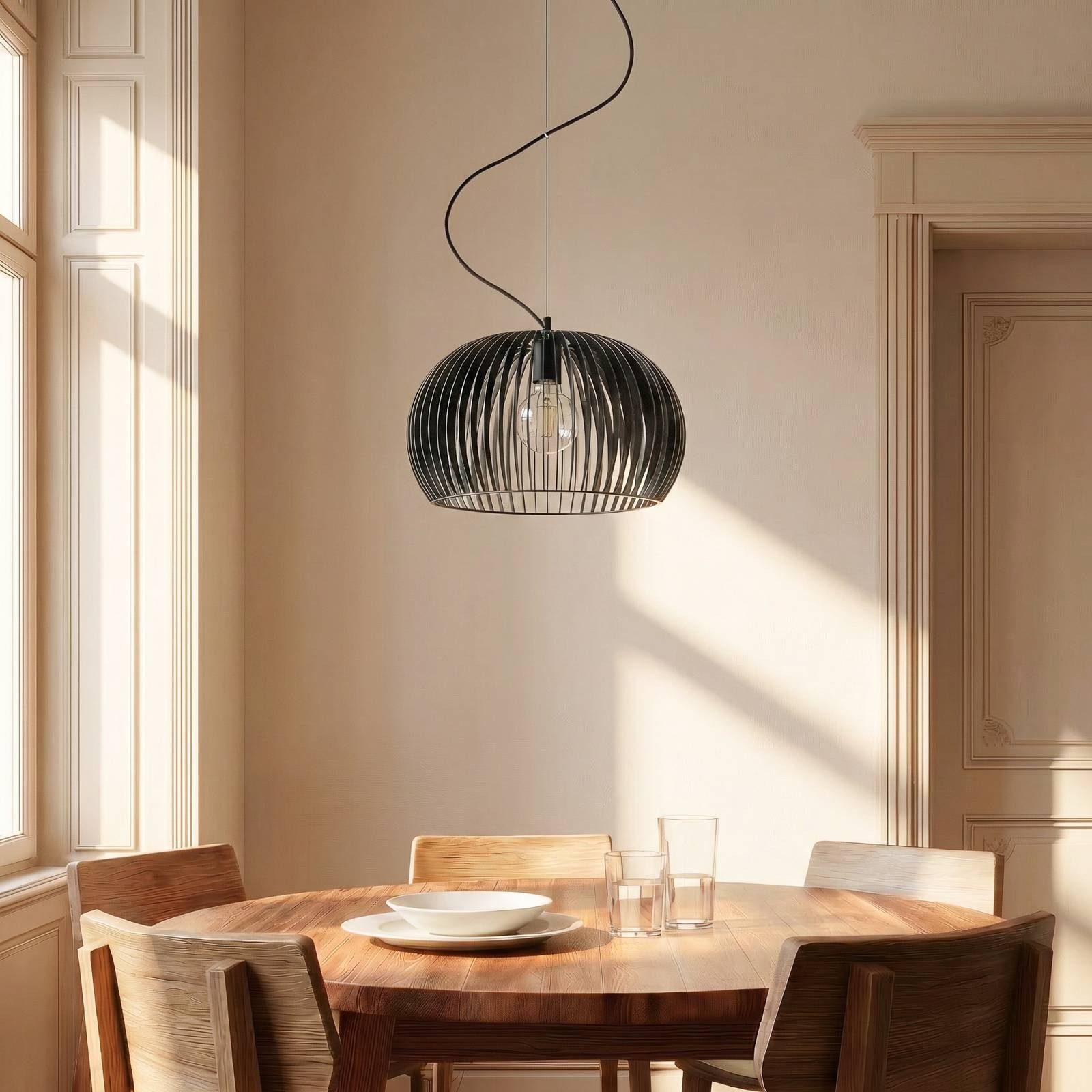 Lindby Hängeleuchte Jusra, Metall, Schwarz IP20, 1 x 15 W