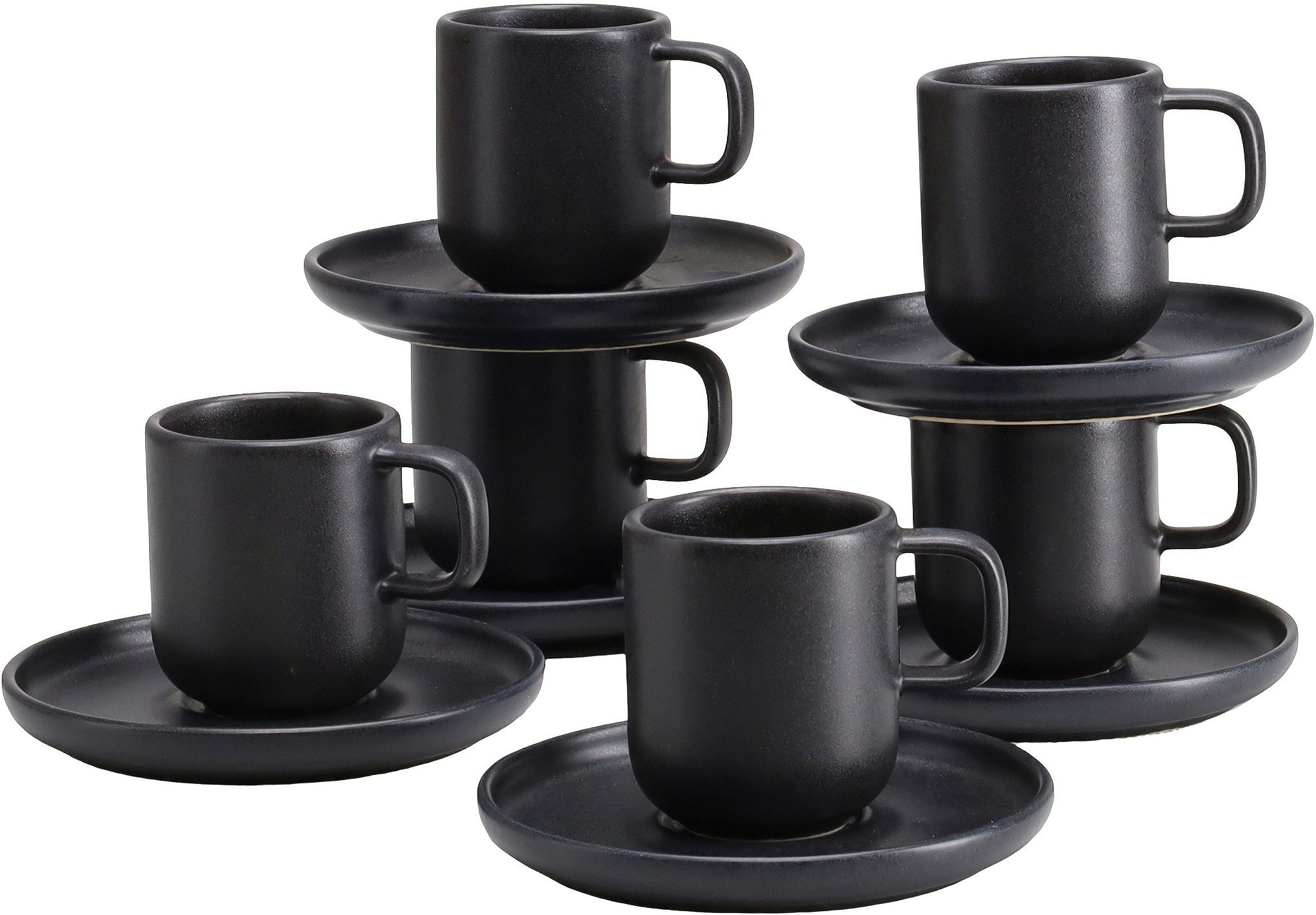 CreaTable Tasse Uno, Espressotassen, Set 12-tlg., 12-tlg., Steinzeug, hochwertiges Steinzeug, seidenmatte Spezialglasur