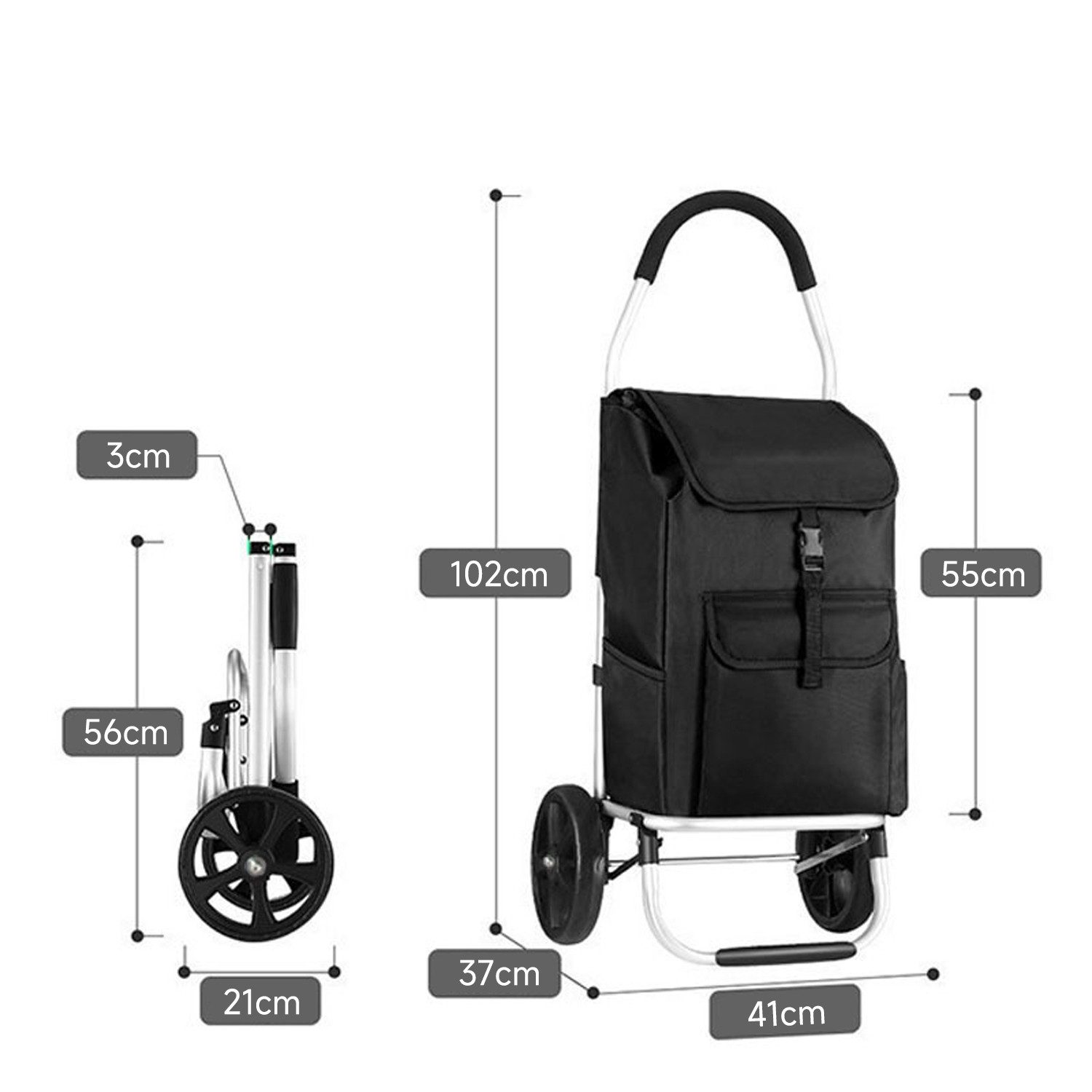 OSTWOLKE Einkaufstrolley Faltbarer Einkaufswagen Shoppingtasche Trolley Einkaufsroller