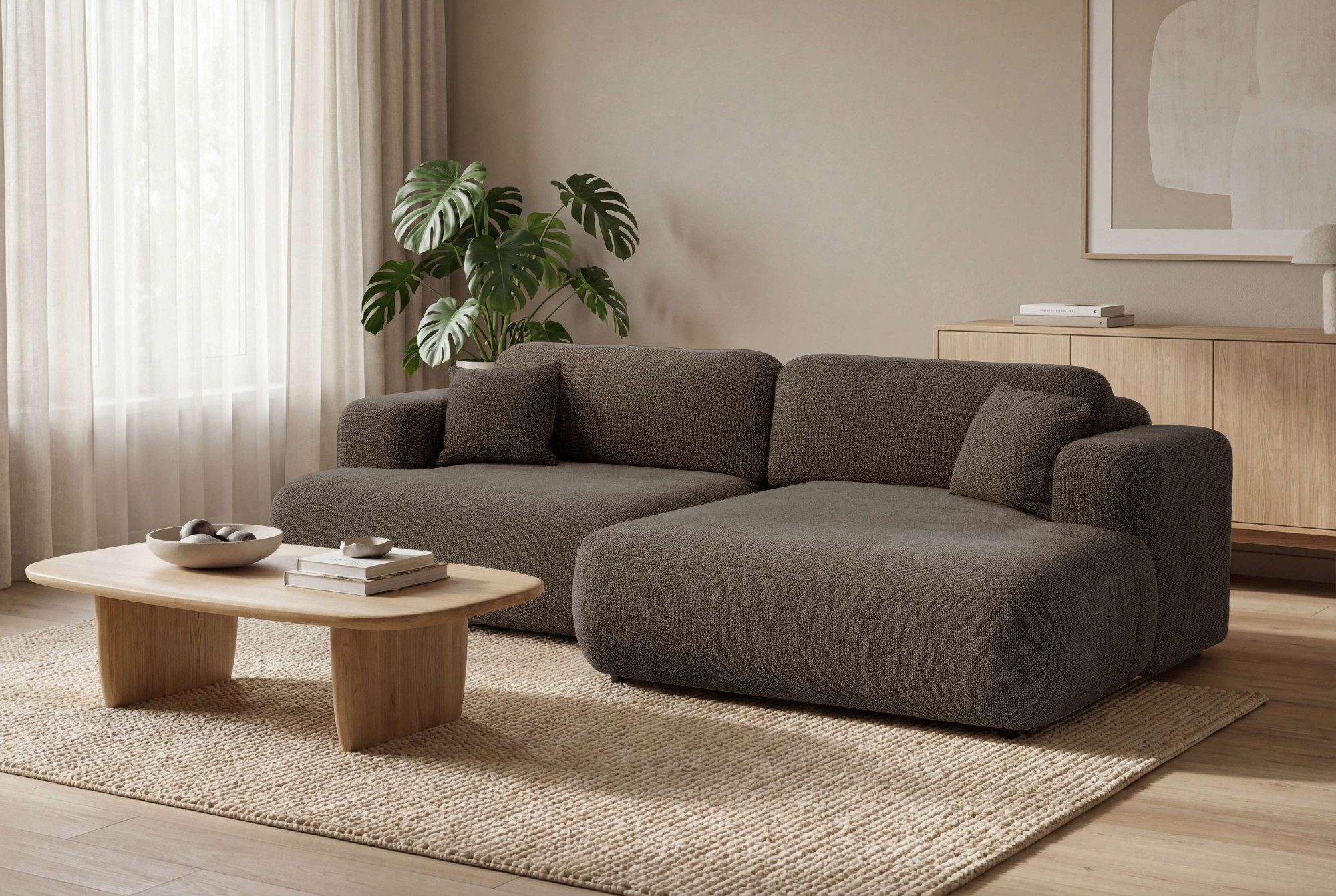 OTTO home Ecksofa VEEVIA L-Form, Schlafsofa, Verlässliche Qualität, Breite 256cm, mit Bettkasten, belastbar bis 480kg, inklusive Rücken- und Zierkissen