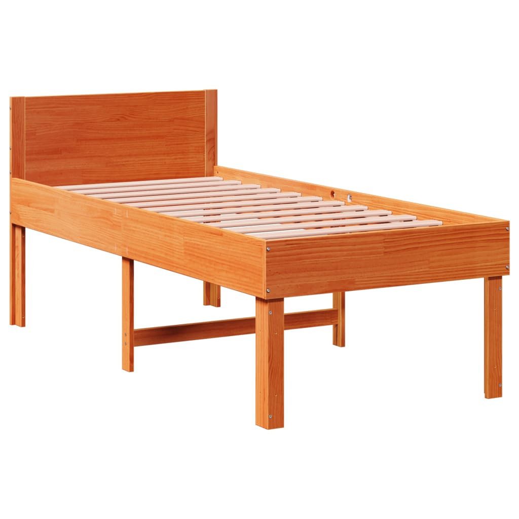 vidaXL Bett Massivholzbett ohne Matratze Wachsbraun günstig online kaufen