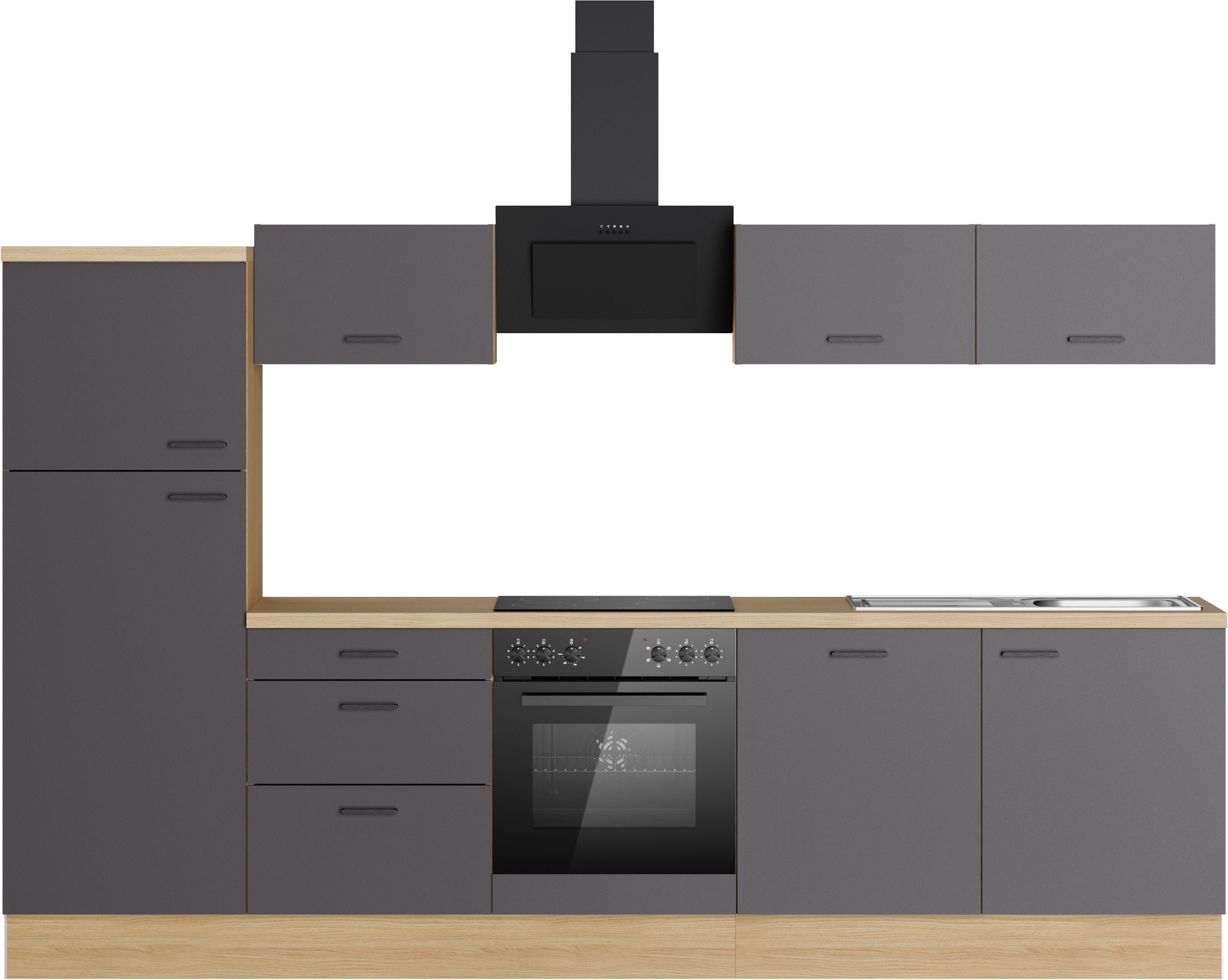 KOCHSTATION Küchenzeile KS-Sion, Breite 300 cm, schnelle Montage mit OPTIsnap, wahlweise mit E-Geräten