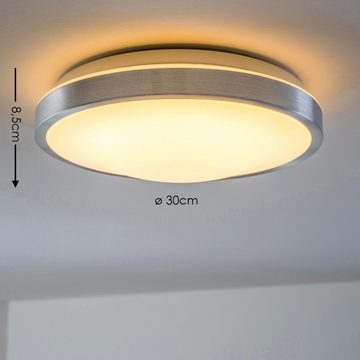 hofstein Deckenleuchte »Archi« runde Deckenlampe aus Metall in Alu gebürstet, 3000 Kelvin, 1x18 Watt, 1350 Lumen, IP 44, auch für das Badezimmer geeignet