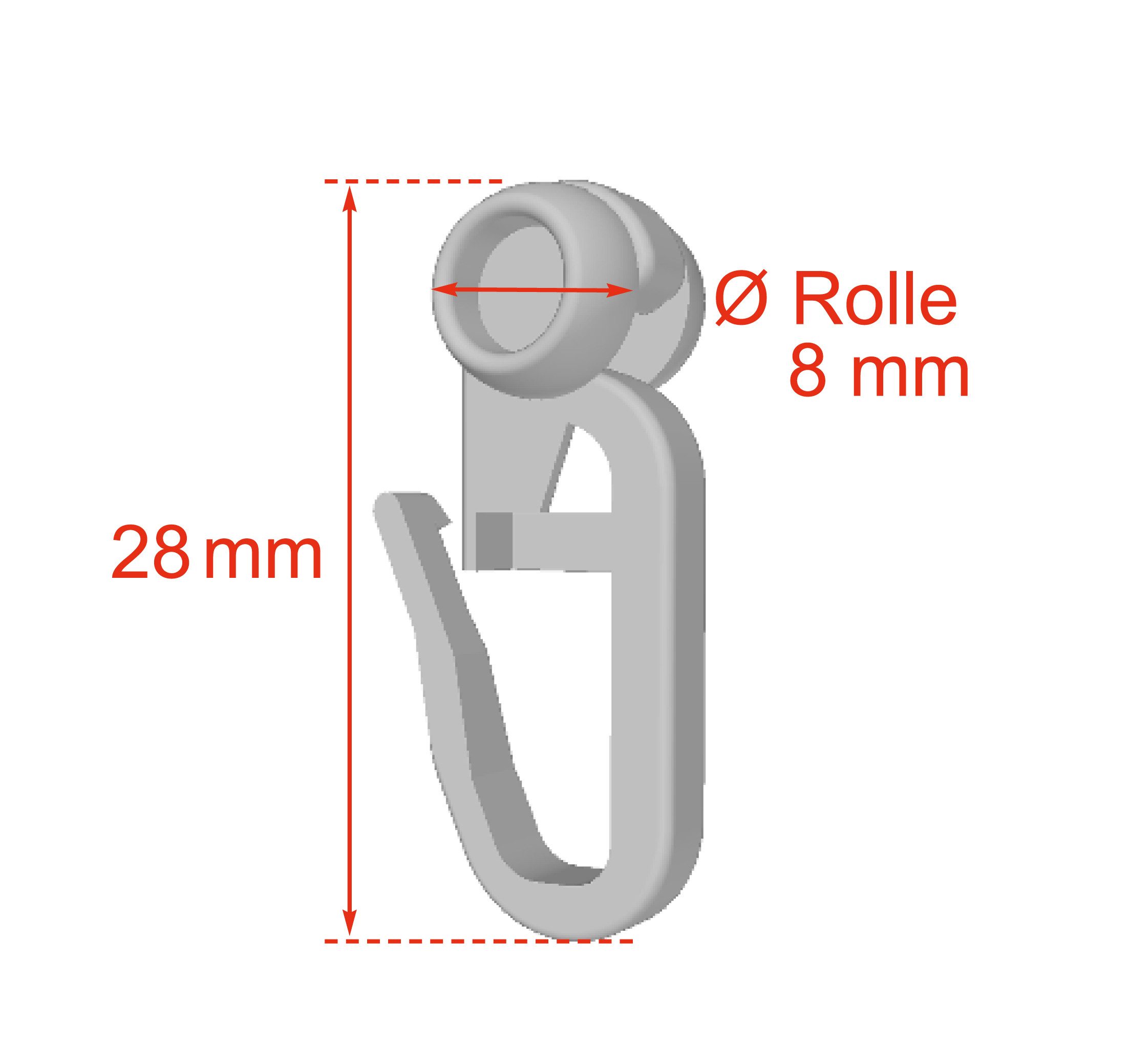 nodeko Gardinenröllchen Gardinenrolle Rolle Ø 8 mm, halbrund, für Vorhangsc günstig online kaufen