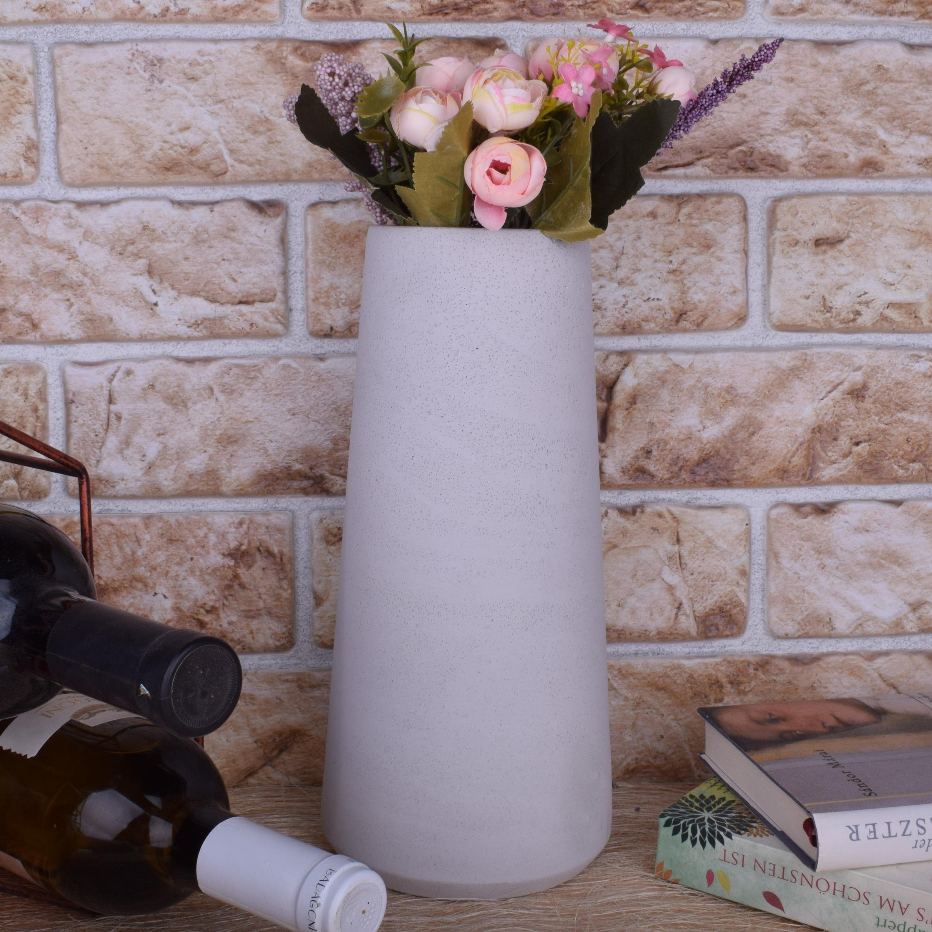 TIVENDIS Dekoschale Vase aus "Ellie" Beton Design grau