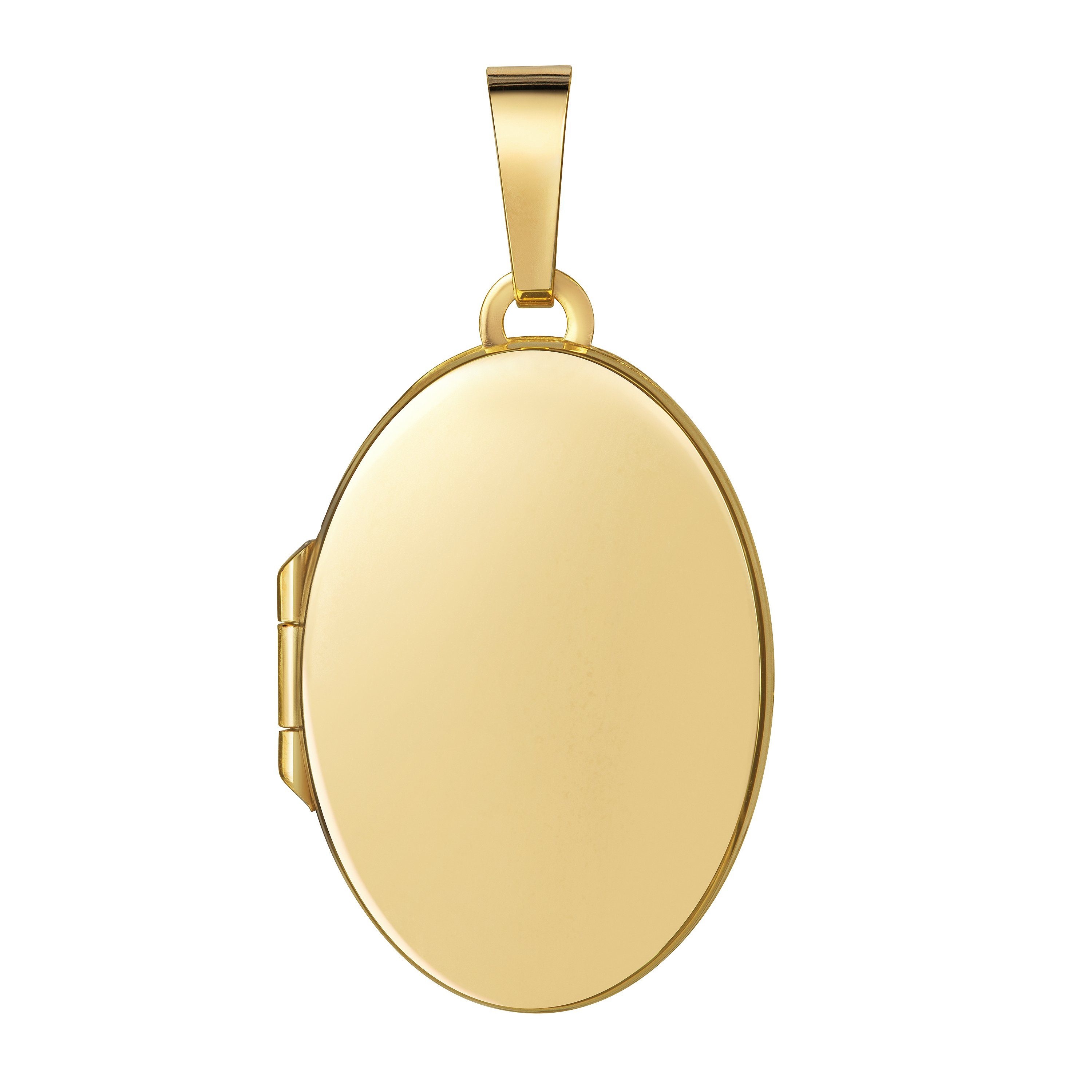 JEVELION Medallionanhänger Halskette Mädchen), 70 - Goldmedaillon Bilderkette ohne Kette. für Mit Gold, mit (Foto und 36 - 2 Länge oder - Öffnen wählbar Fotos für Amulett Kette oval vergoldet cm Damen 585 zum