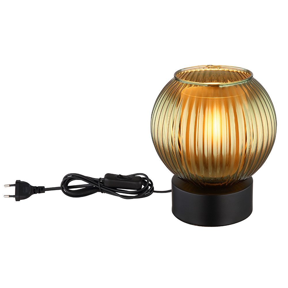 GLOBO LIGHTING Tischleuchte, Leuchtmittel nicht inklusive, Tischlampe Nachttischlampe Tischleuchte Retro Glas Wohnzimmerlampe