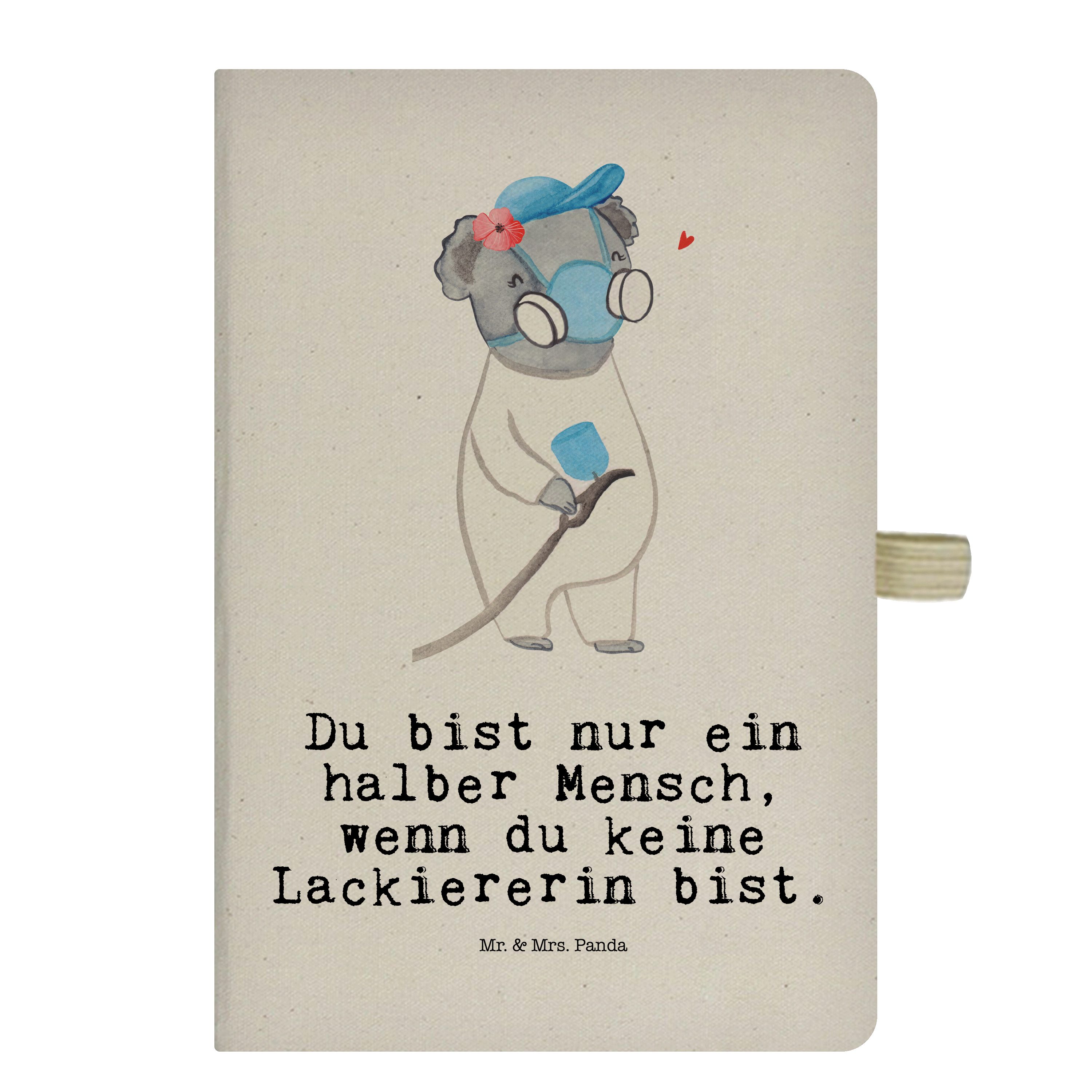 Mr. & Mrs. Panda Notizbuch Lackiererin mit Herz - Transparent - Geschenk, Werkstatt Lackiererin, Mr. & Mrs. Panda
