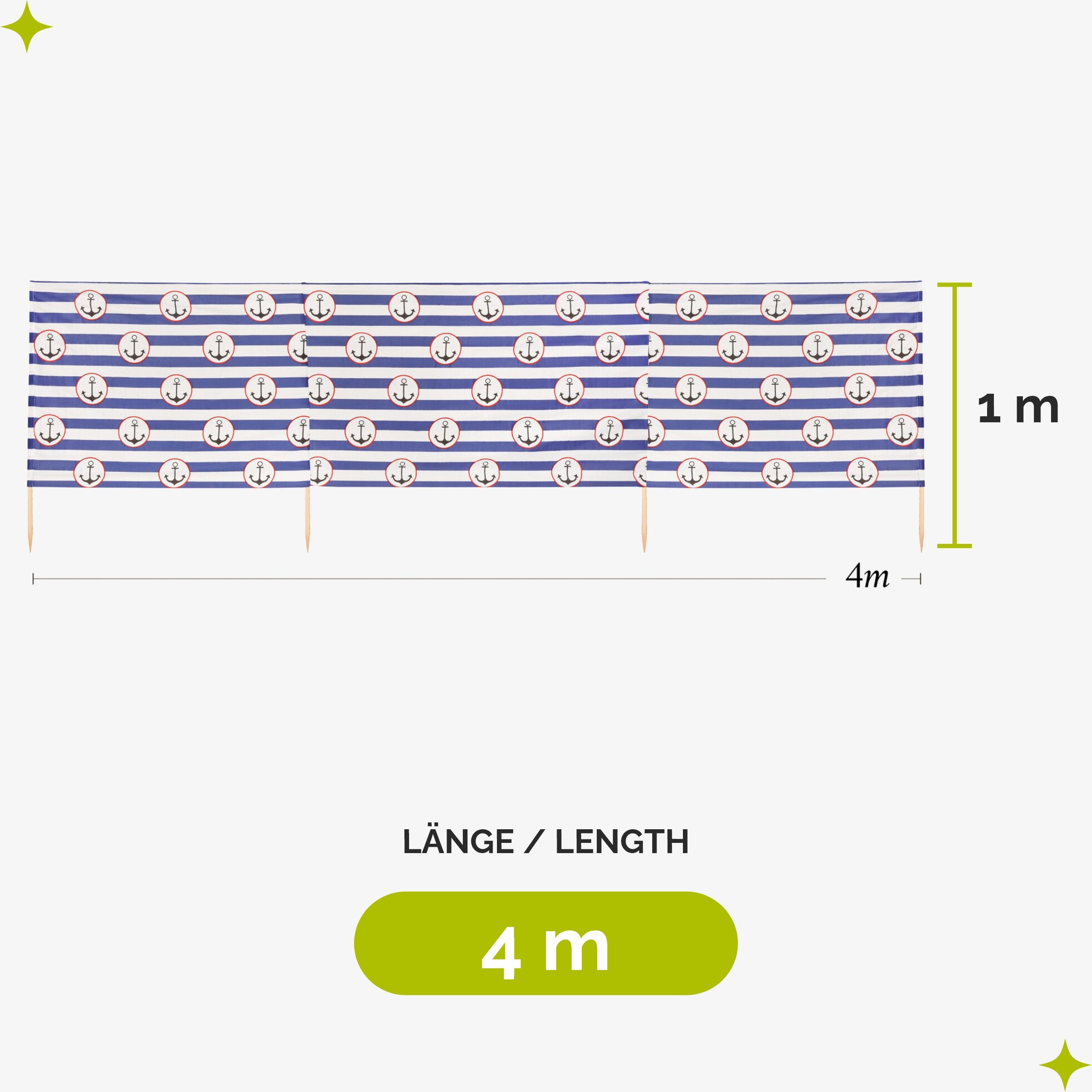 Ladeheid Windschutz Strand Sichtschutz 15m LAEX001 günstig online kaufen