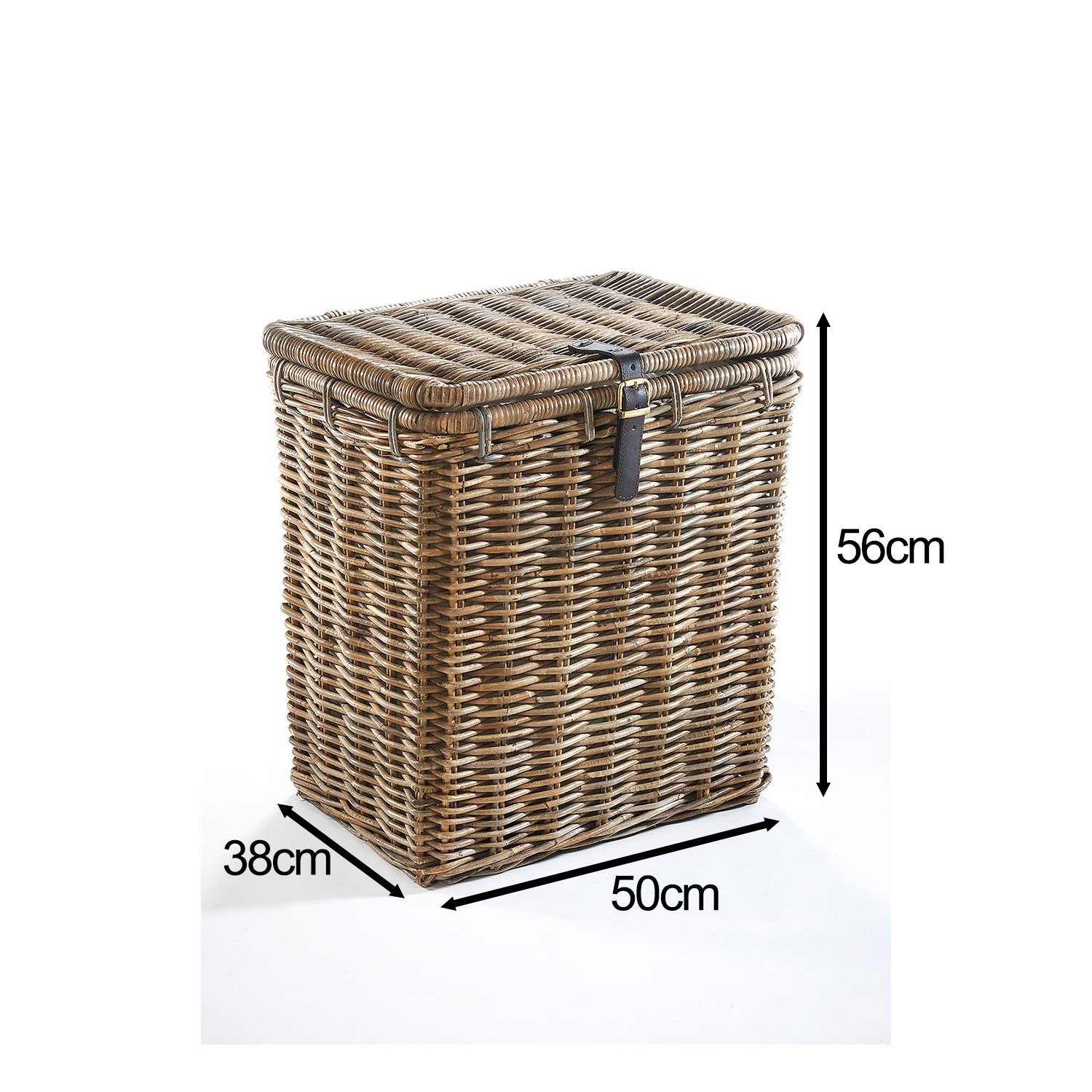 Kobolo Wäschekorb Wäschebehälter Wäschekorb eckig Rattan Kubu-Grey 50x38x56 günstig online kaufen