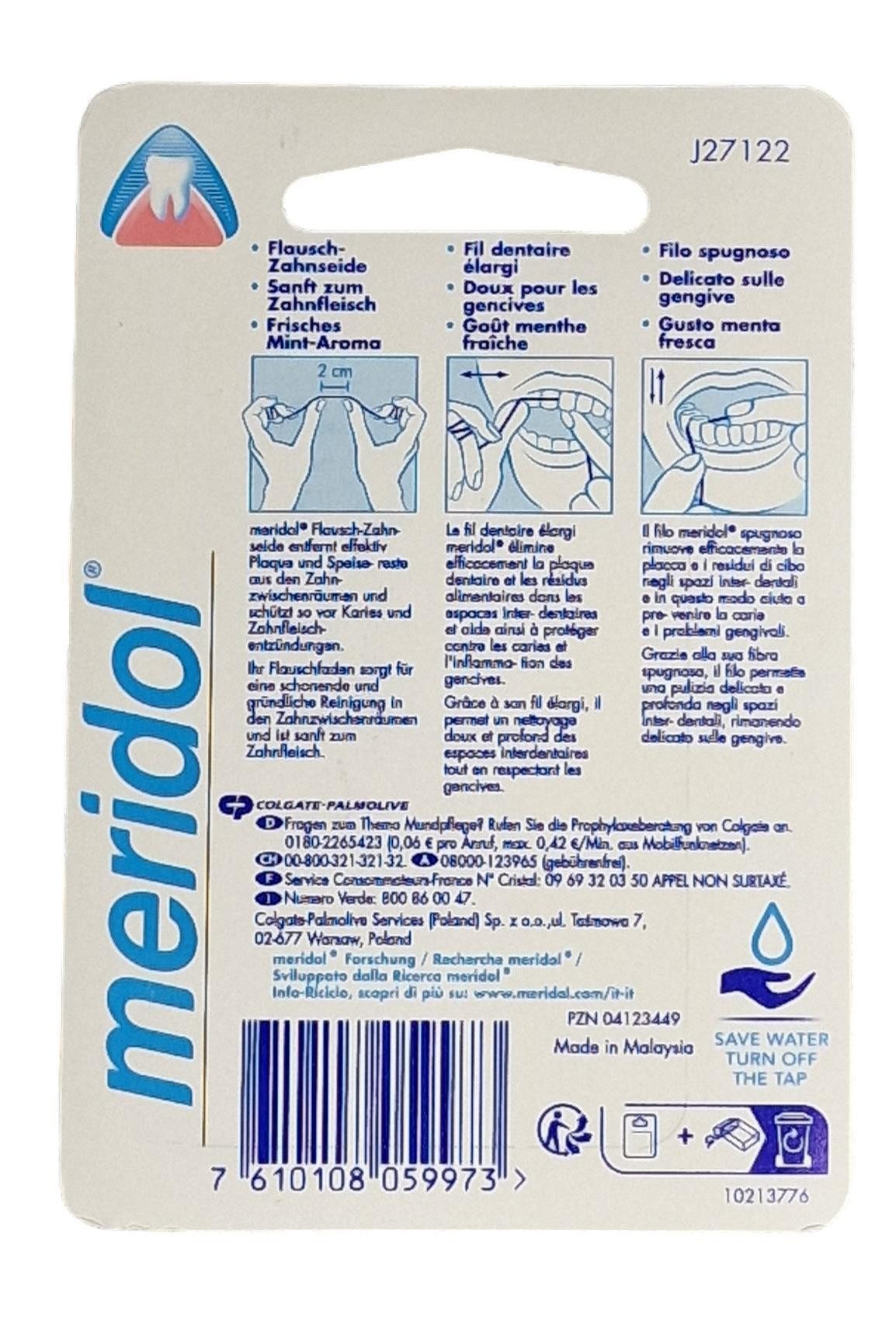 Meridol Zahnseide 3x Meridol Zahnseide - Flausch gewachst mit Minze - 3x 40 m