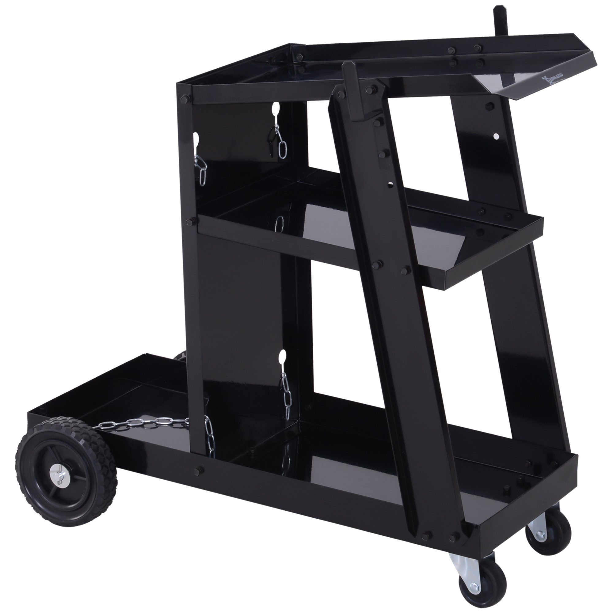 Werkzeugtrolley x Durhand 1 (Set, Schweißgerätwagen, 71 Schweißwagen), 39 mit x 70cm Sicherheitskette, Ablagen, 3 Schwarz St.,