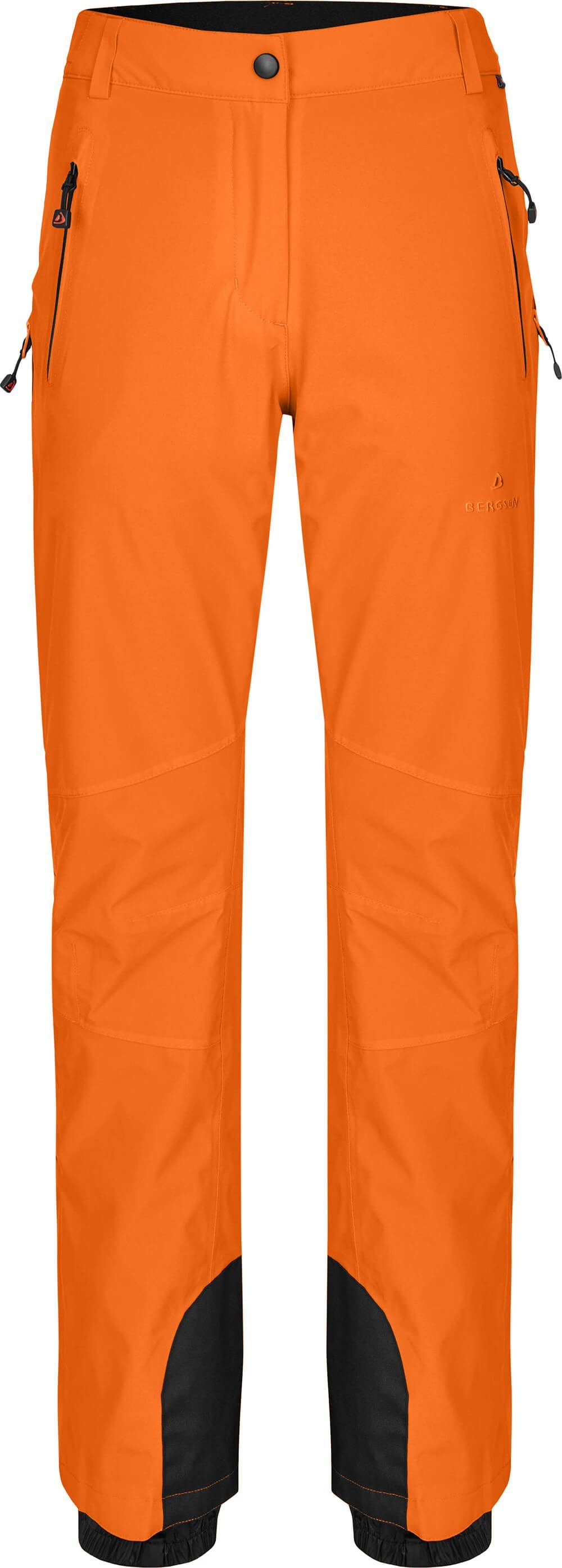 Bergson Skihose ICE light Damen orange mm unwattiert, Wassersäule, 20000 Normalgrößen, Slim Skihose