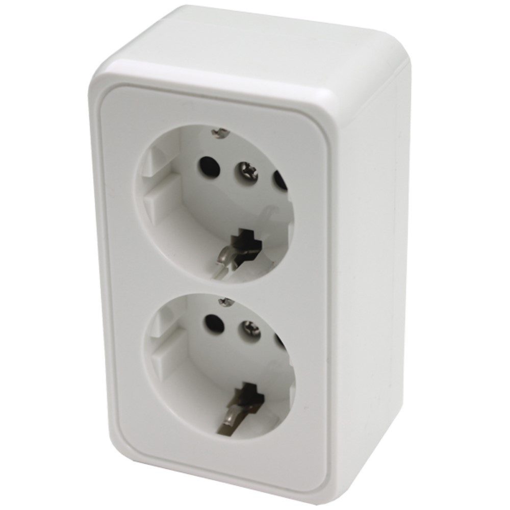 HABA B.V. Aufputz-Steckdose Aufputz Schuko Steckdose 220V - 230V weiß doppel