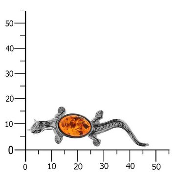 OSTSEE-SCHMUCK Brosche - Salamander - Silber 925/000 - Bernstein (1-tlg)